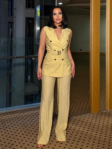 Zurina Kemer Detaylı Takım Sarı