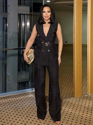 Zurina Kemer Detaylı Takım Siyah