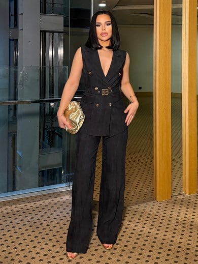 Zurina Kemer Detaylı Takım Siyah