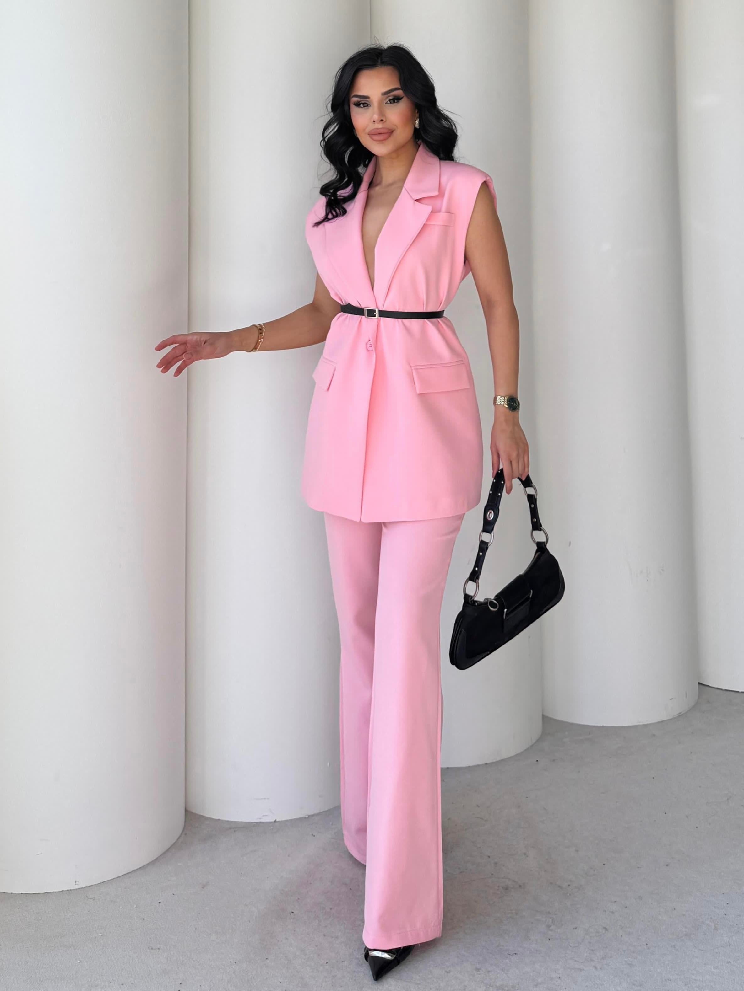  Scarlet Kemer Detaylı Takım Pembe