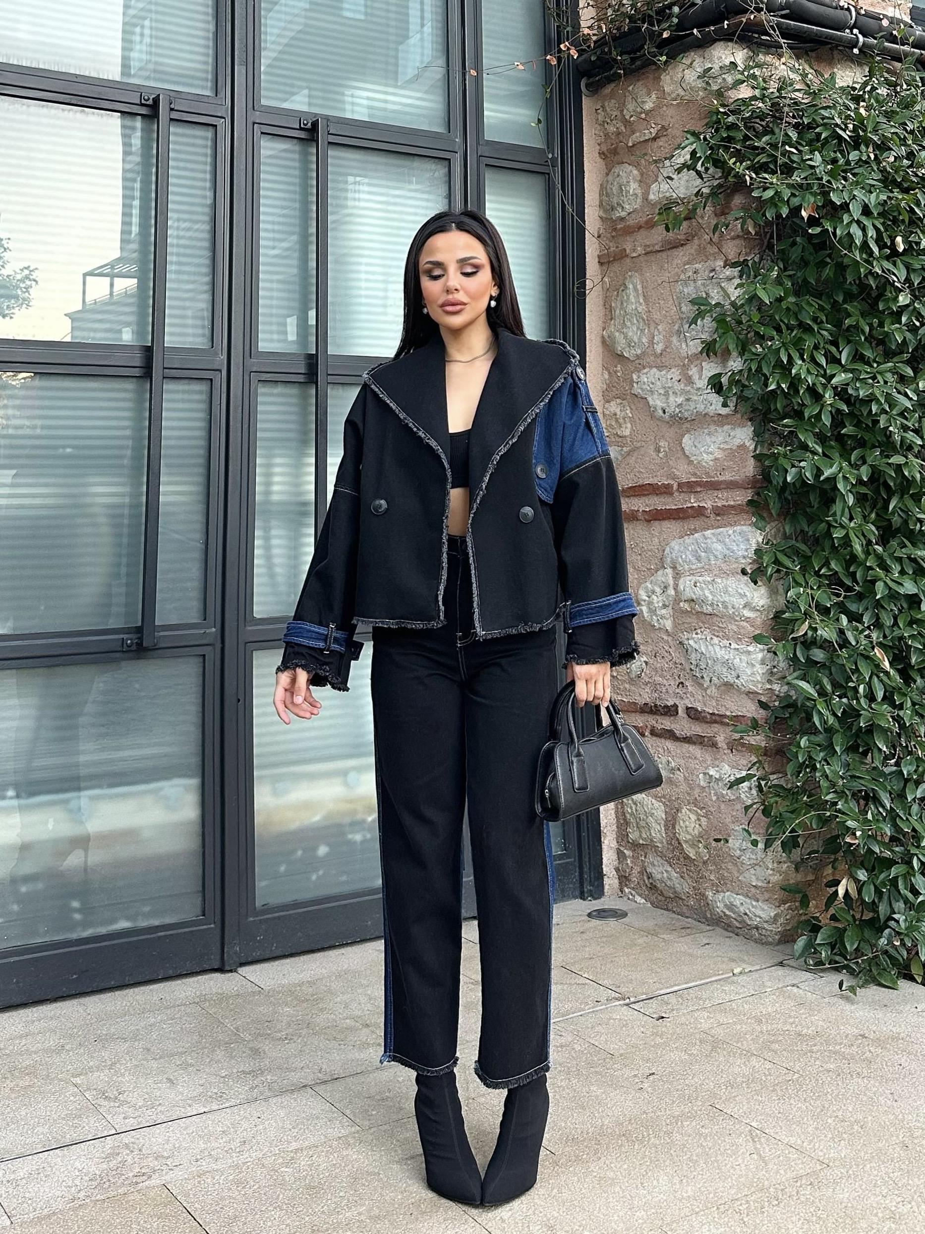 Arwen Trenç Crop Pantolon Takım Koyu Mavi · 2