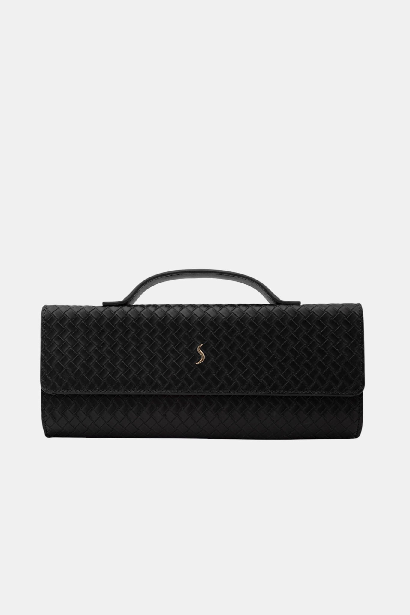 Aurelia Clutch - Kadın Clutch Çanta Örgü Dokulu Zarif El Çantası Siyah
