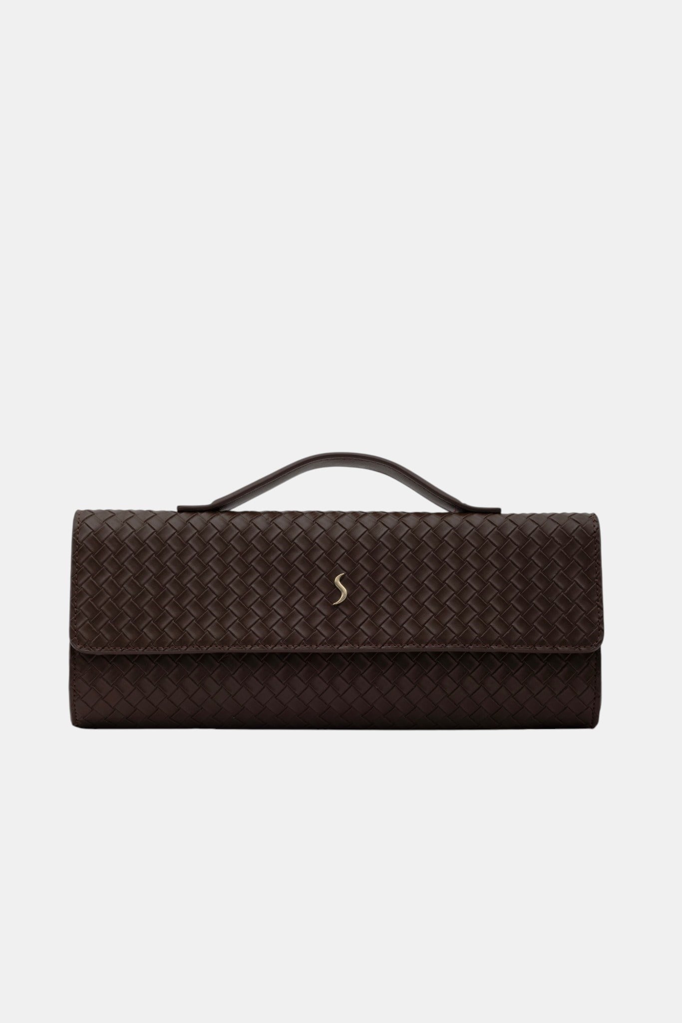 Aurelia Clutch - Kadın Clutch Çanta Örgü Dokulu Zarif El Çantası Kahverengi