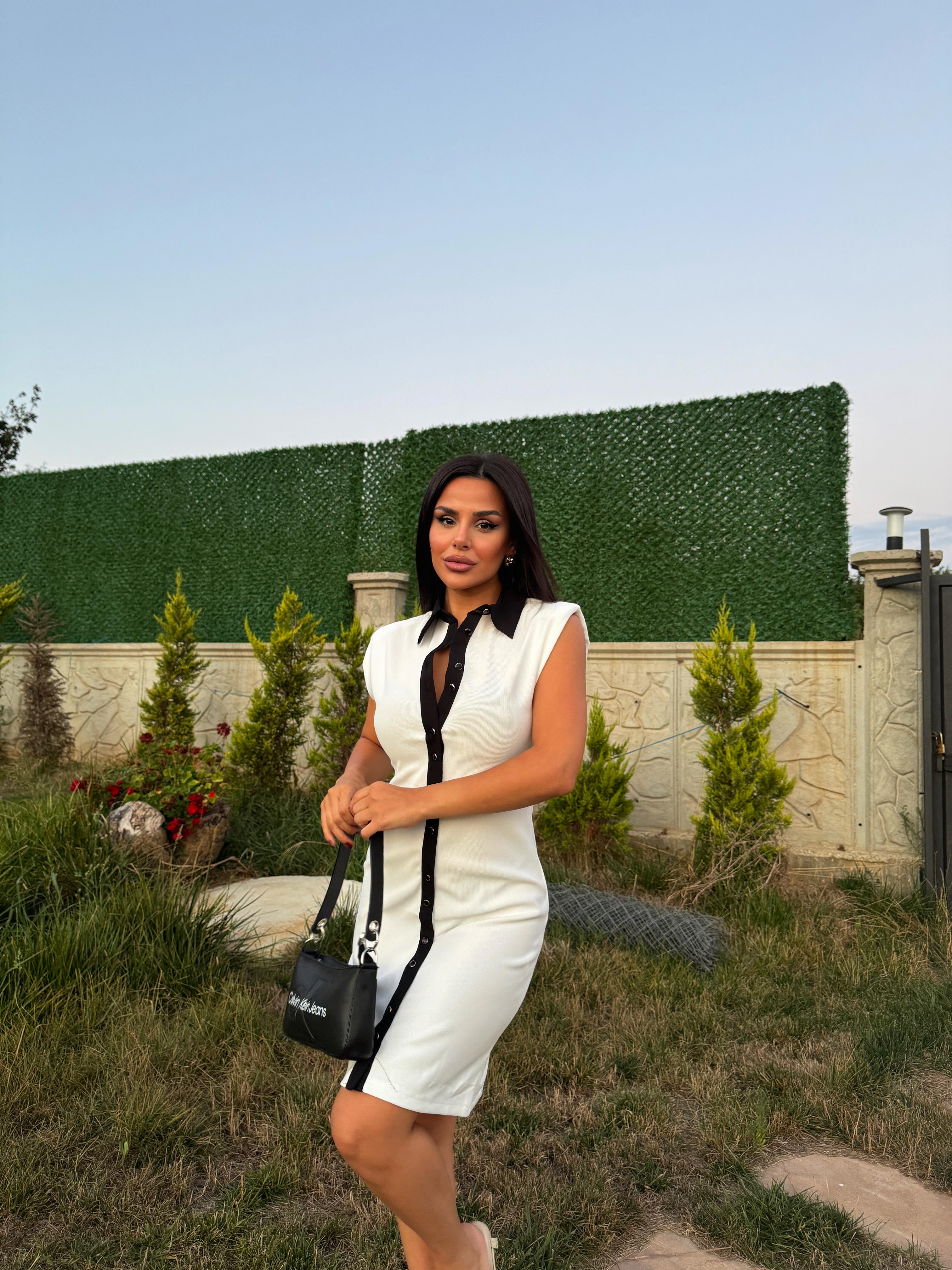 Basic Düğmeli Elbise Beyaz · 3
