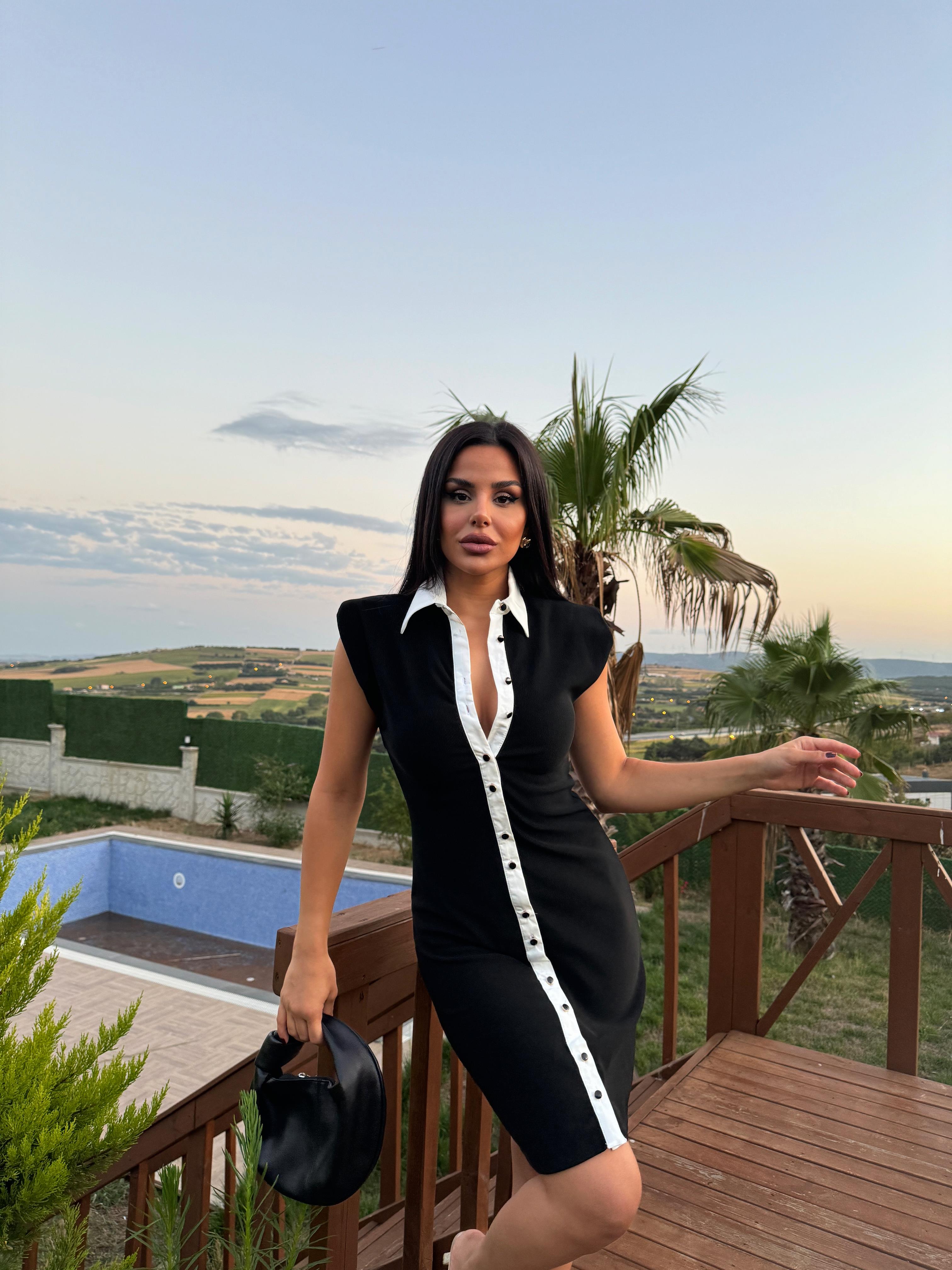 Basic Düğmeli Elbise Siyah · 4