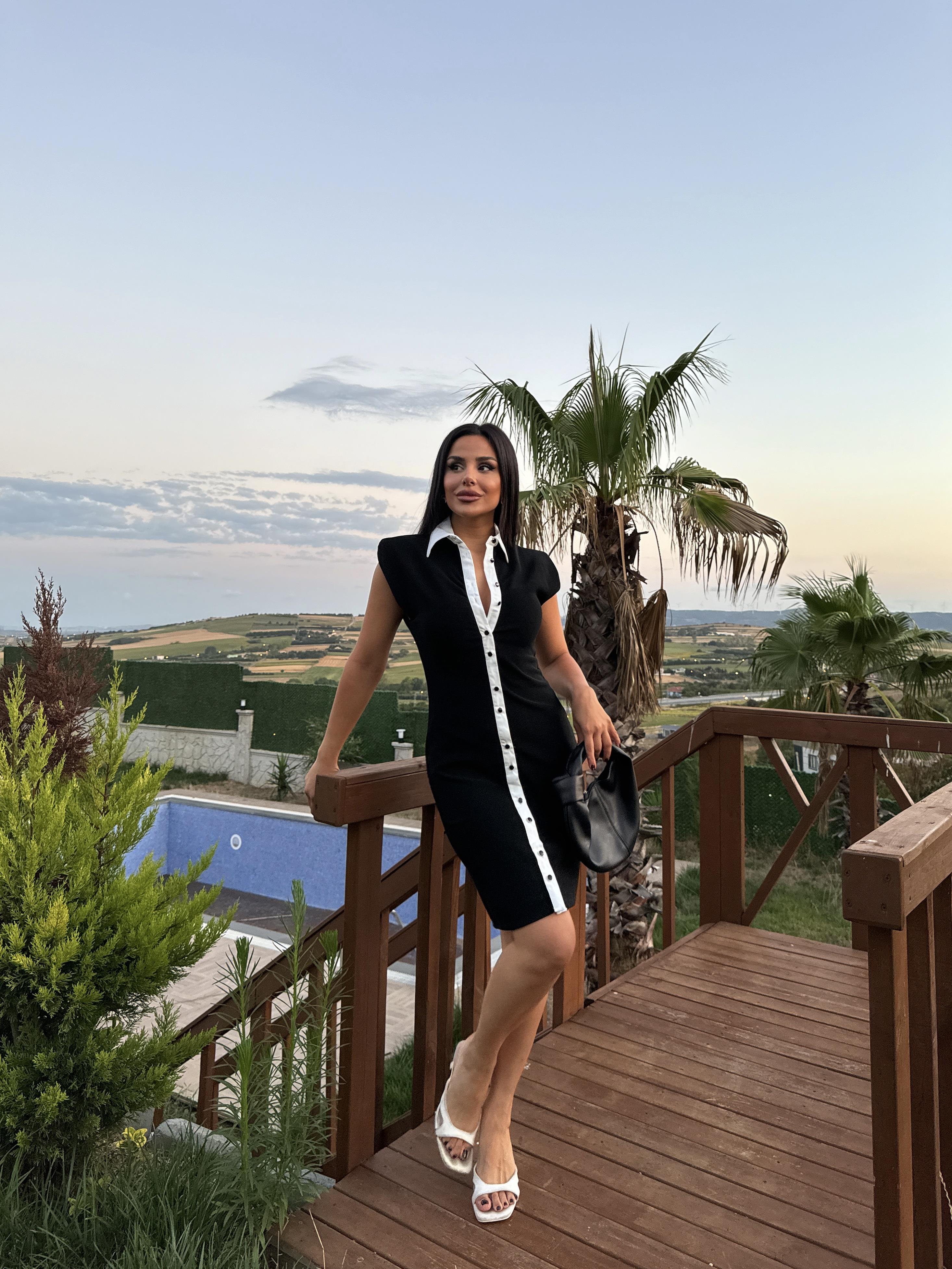Basic Düğmeli Elbise Siyah · 3