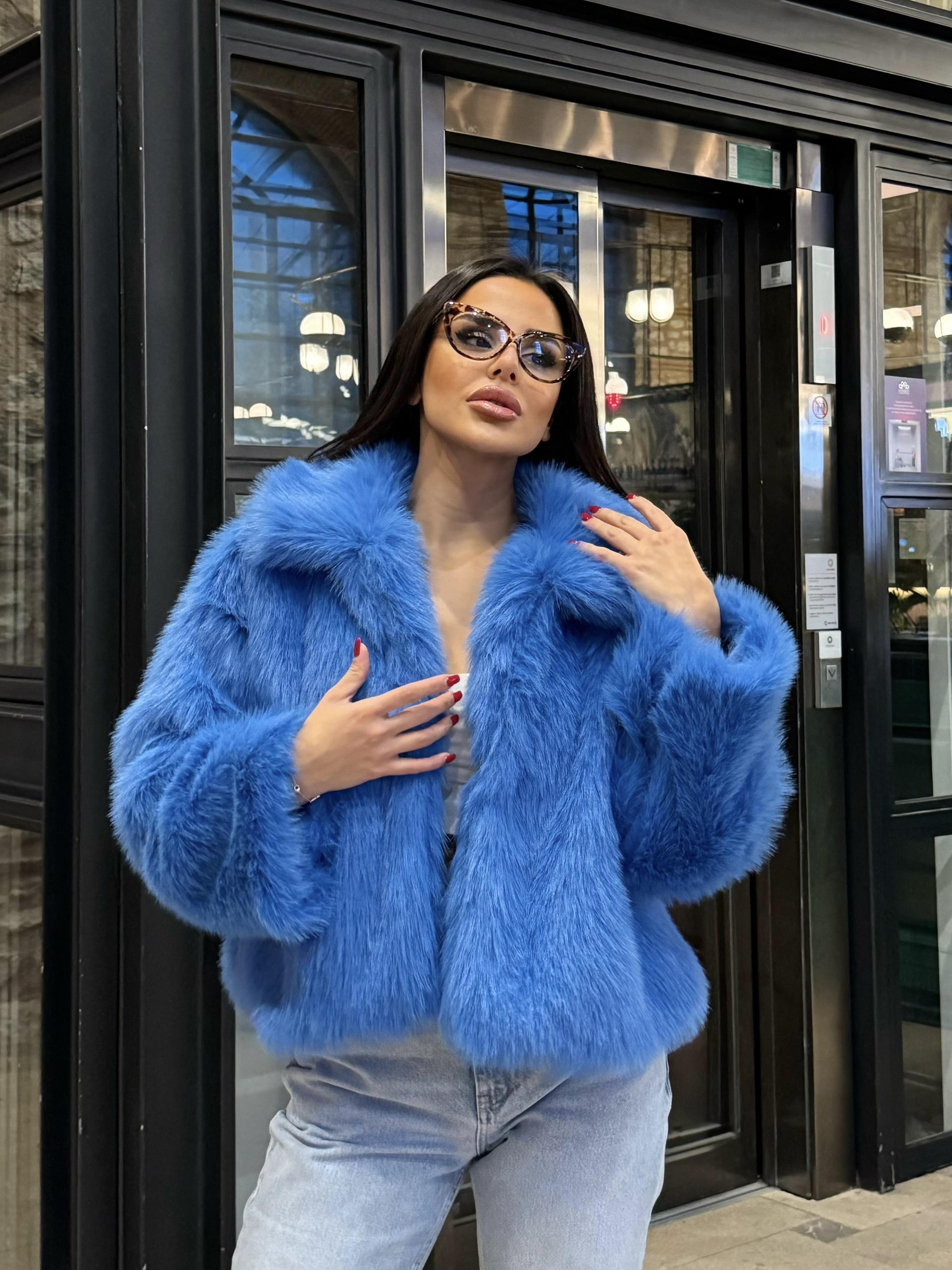 Cosy Kısa Suni  Kürk Mavi · 3