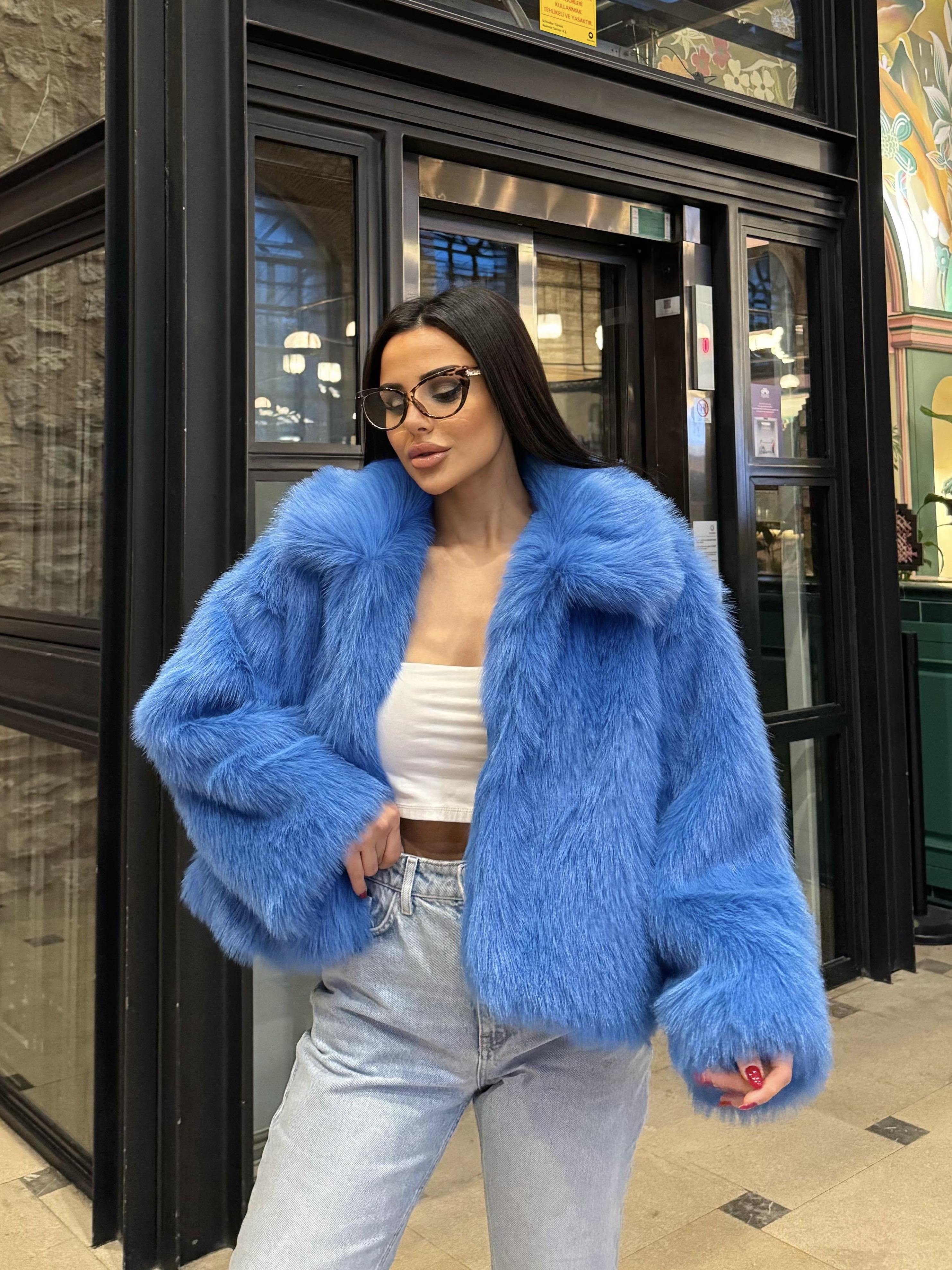 Cosy Kısa Suni  Kürk Mavi · 4