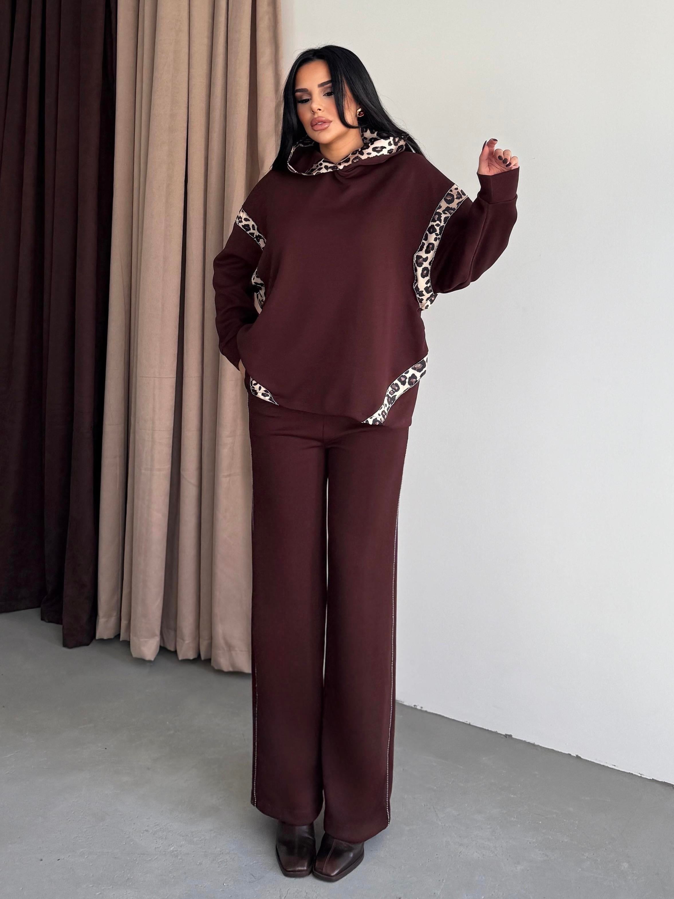 Diesa Leopar Desen Detaylı Modal Takım Kahve