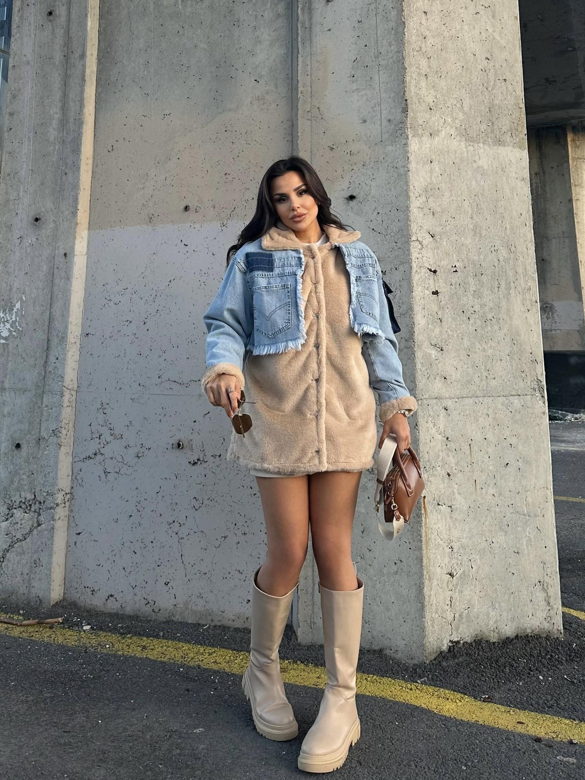 Flow Denim Peluş Mont Camel · 3