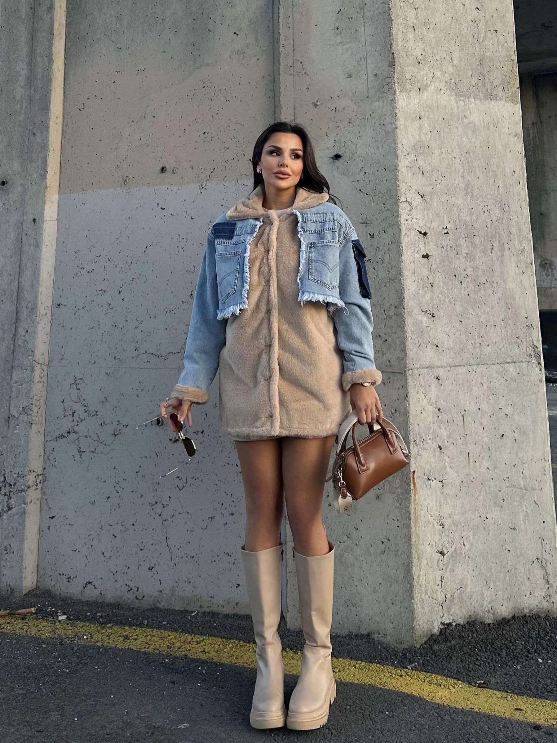 Flow Denim Peluş Mont Camel · 4