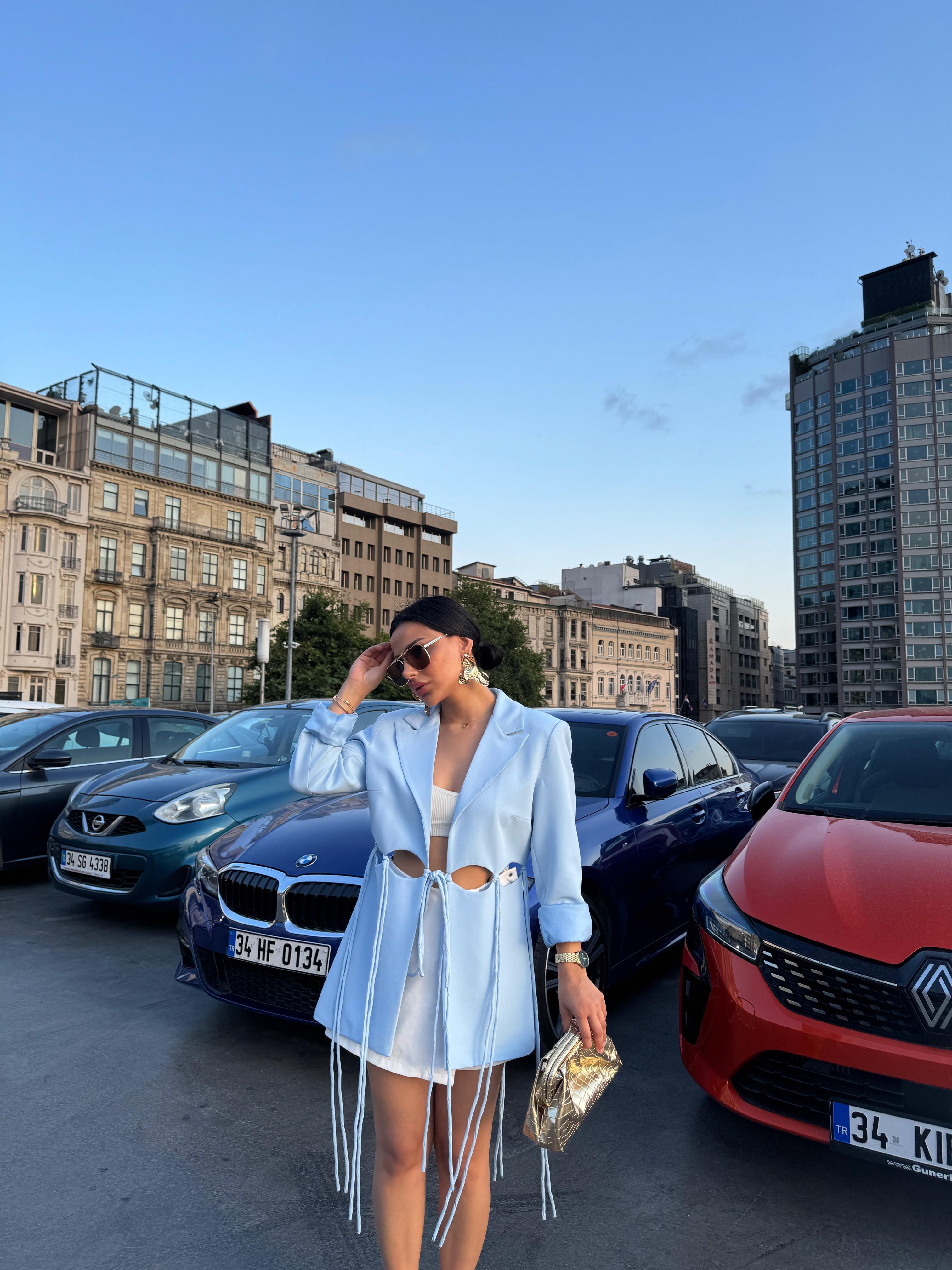 İpli Tasarım Ceket Buz Mavi · 4