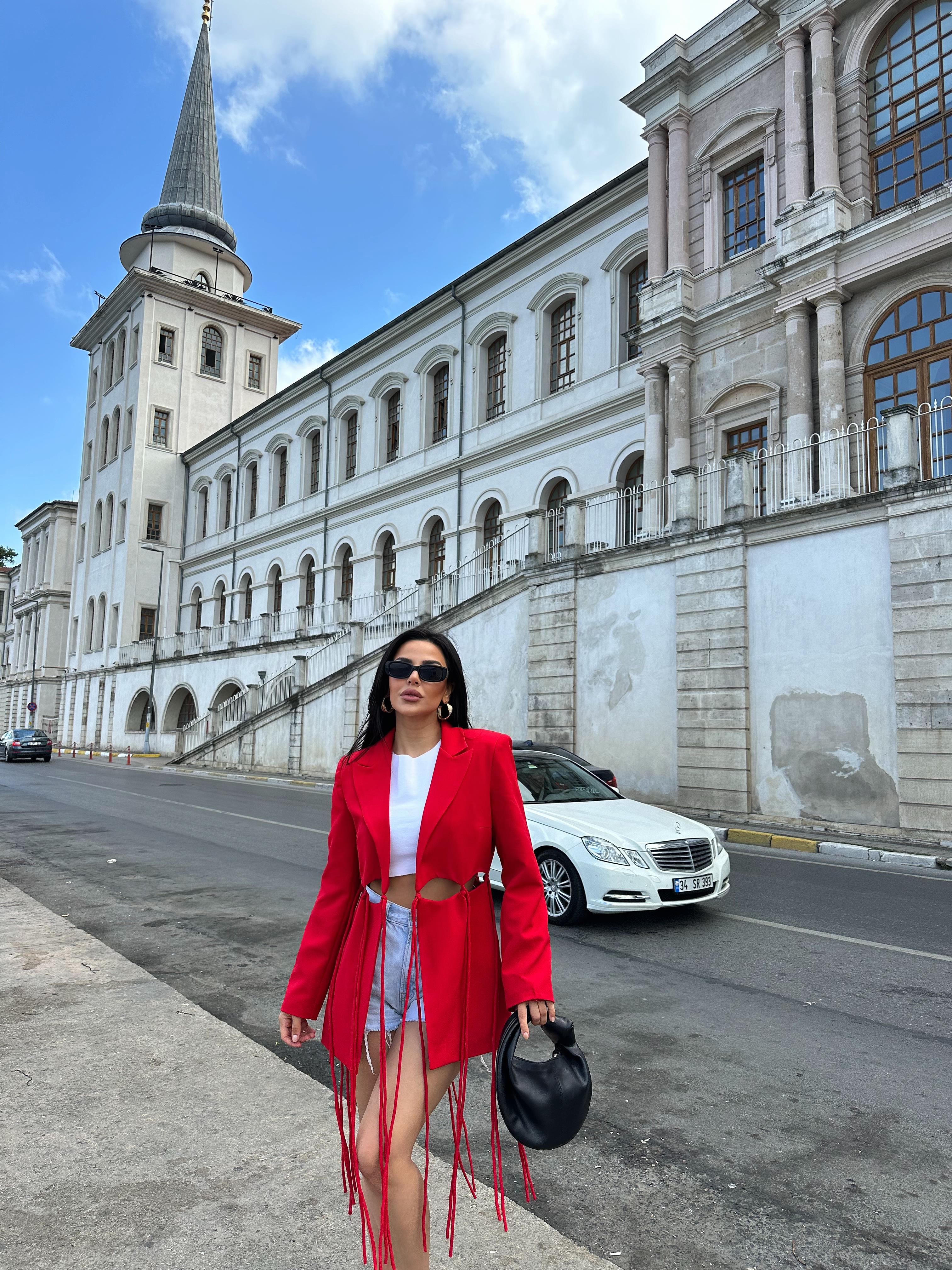 İpli Tasarım Ceket Kırmızı · 4