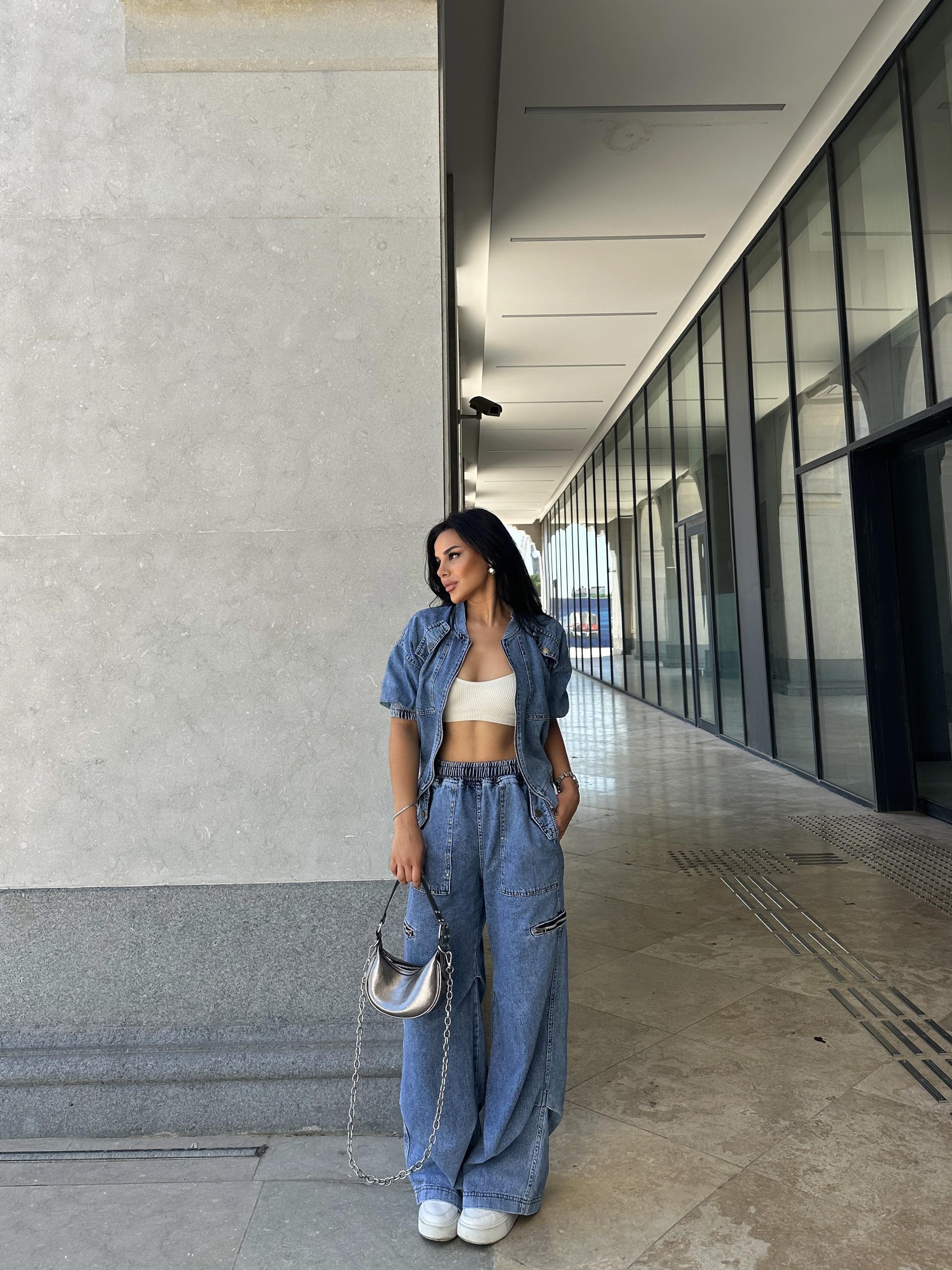 Jersey Denim Takım Mavi 