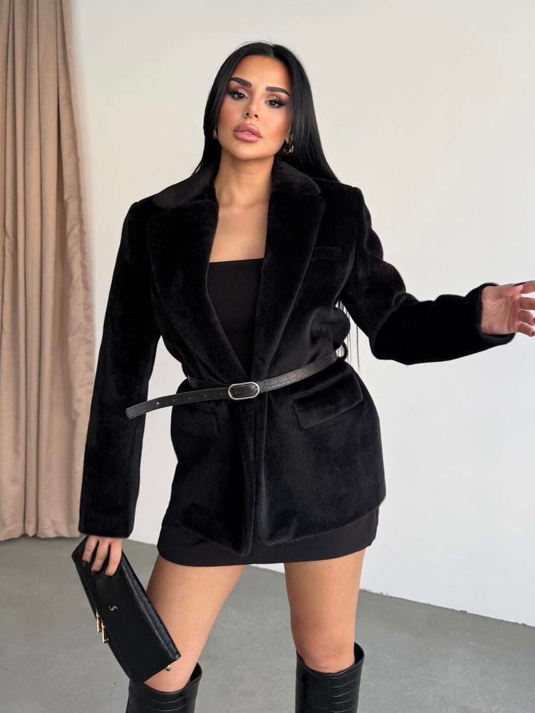 Klares Kemer Detaylı Blazer Ceket Siyah