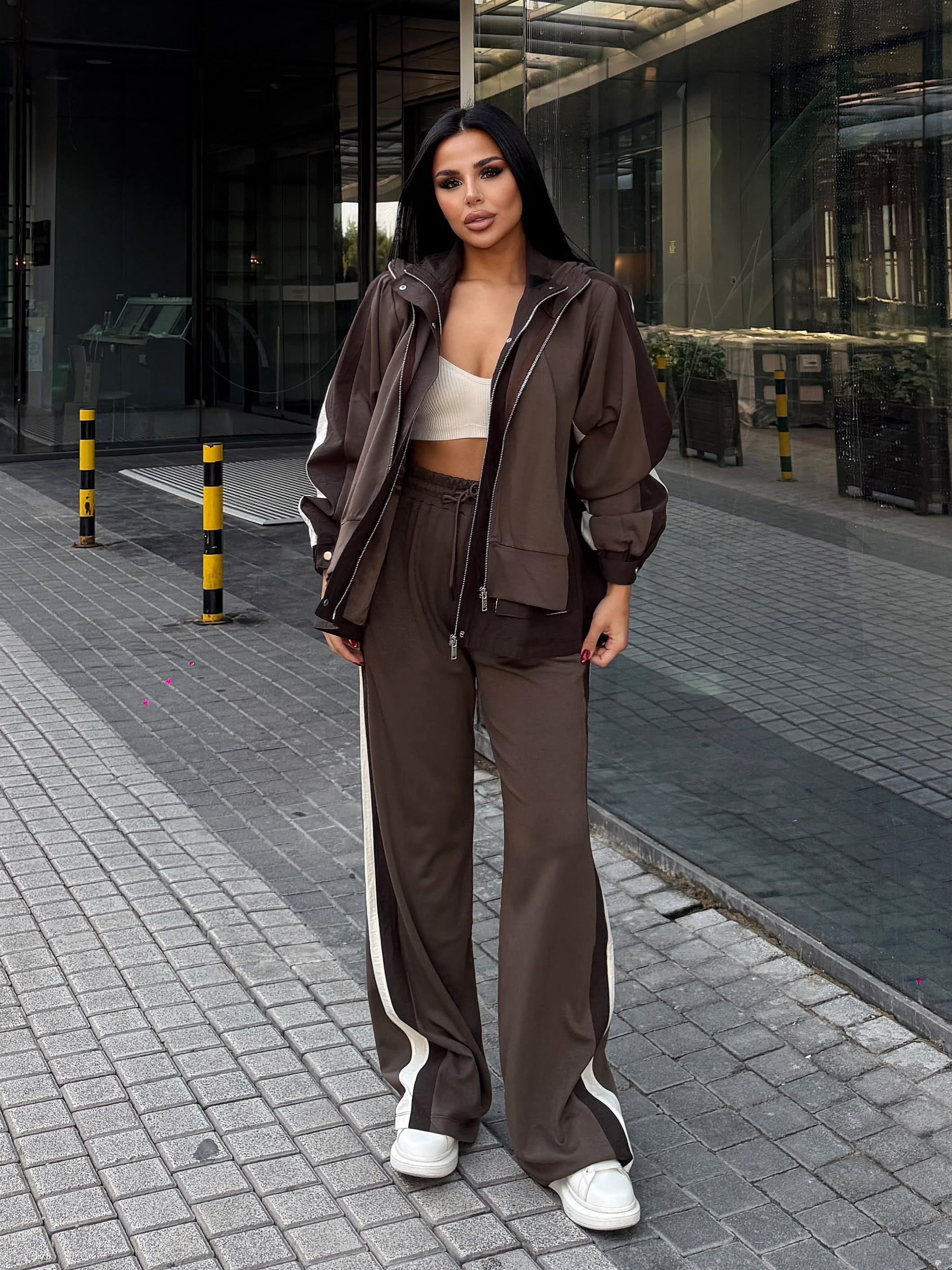 Lassy Paraşüt Detaylı Denim Takım Kahve