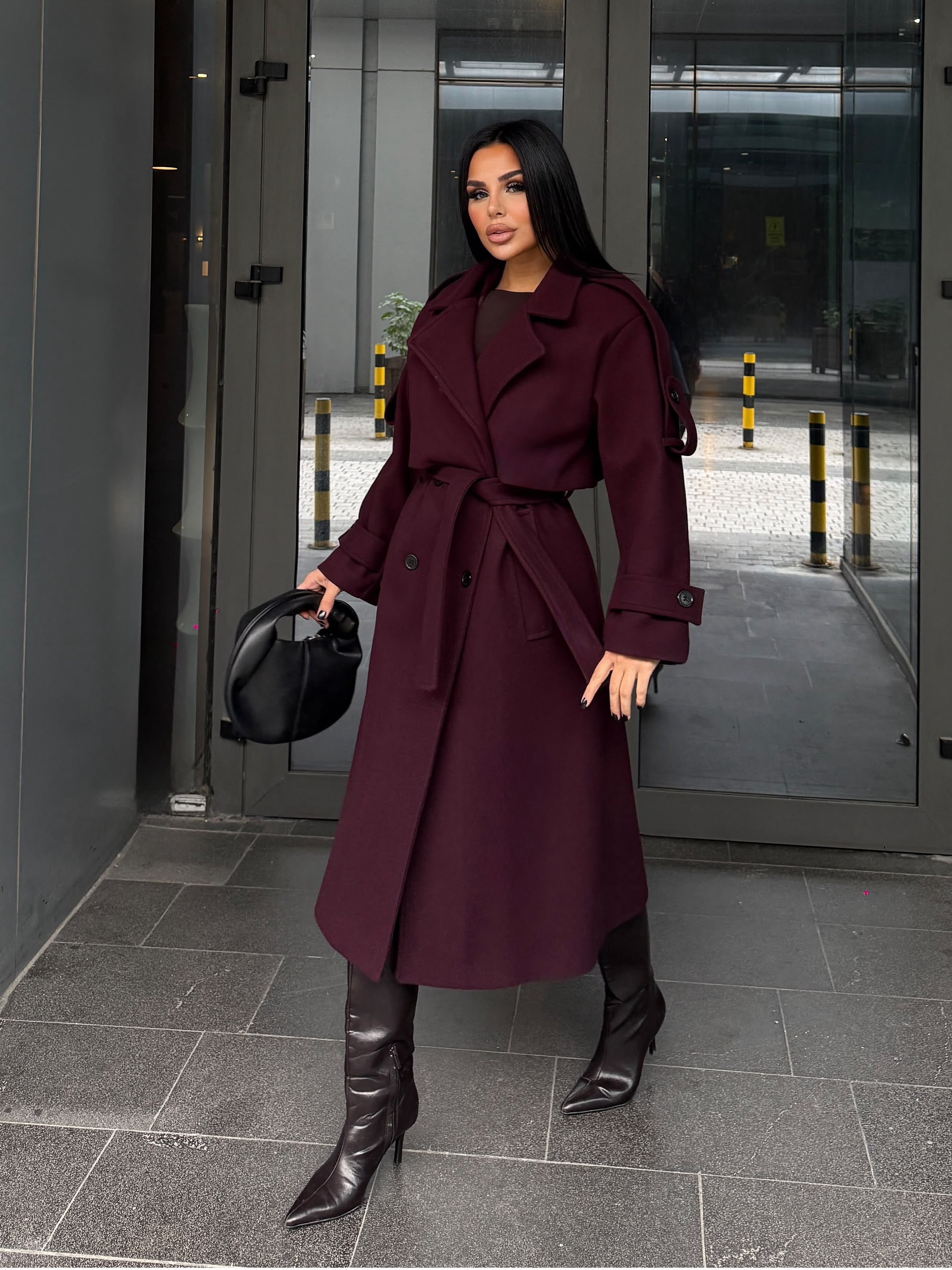 Lefties İthal Kaşe Kaban Bordo