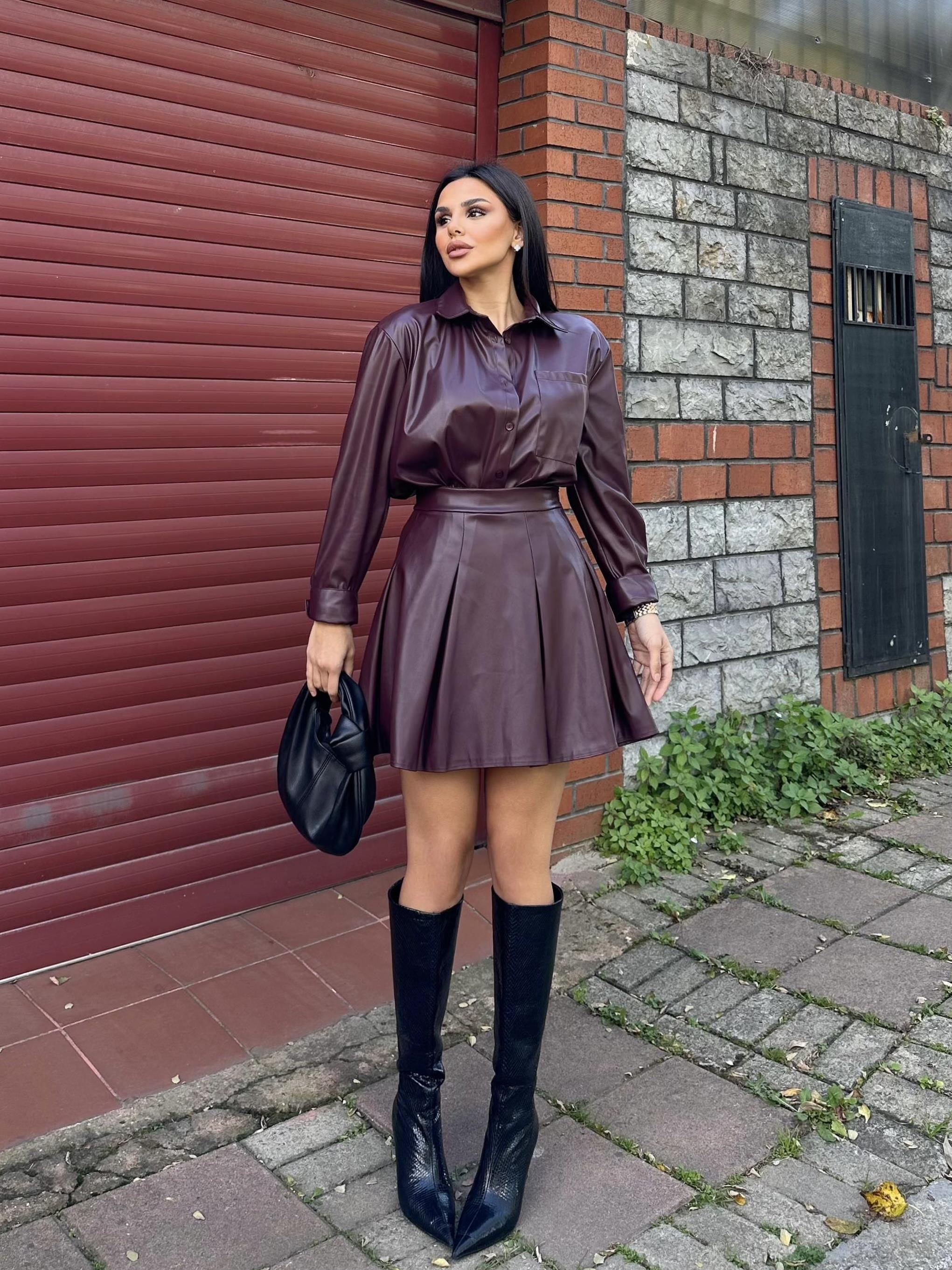Leydi Suni Deri Etekli Takım Bordo · 4