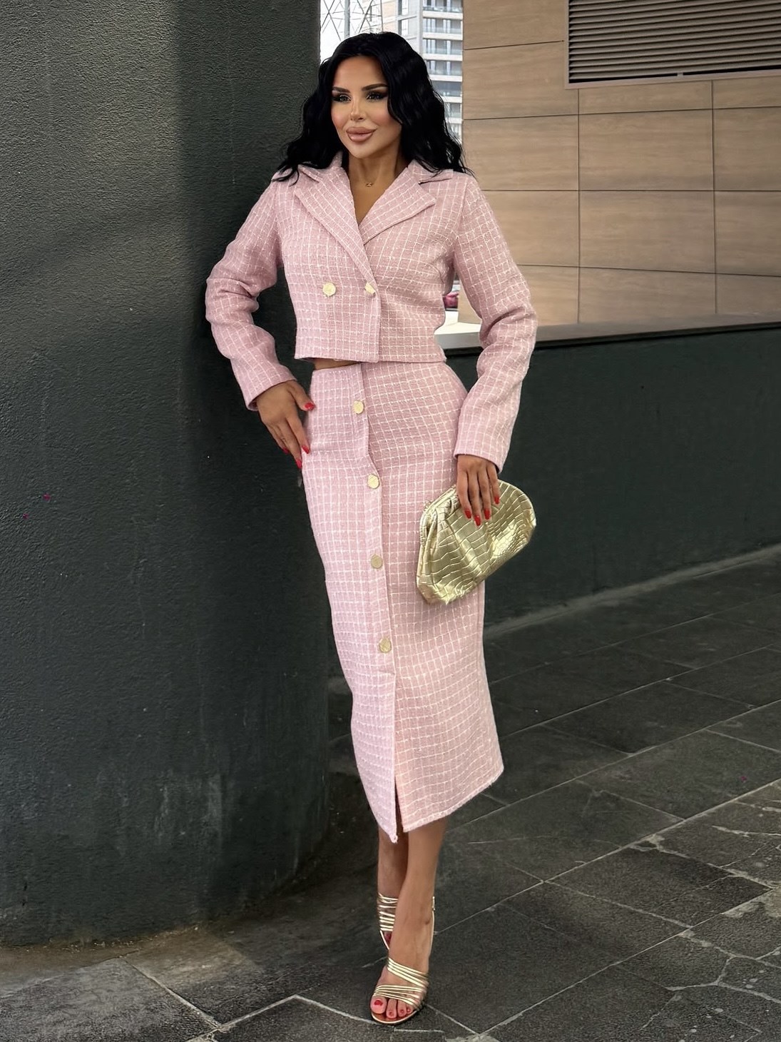 Leyna Etekli Takım Pembe