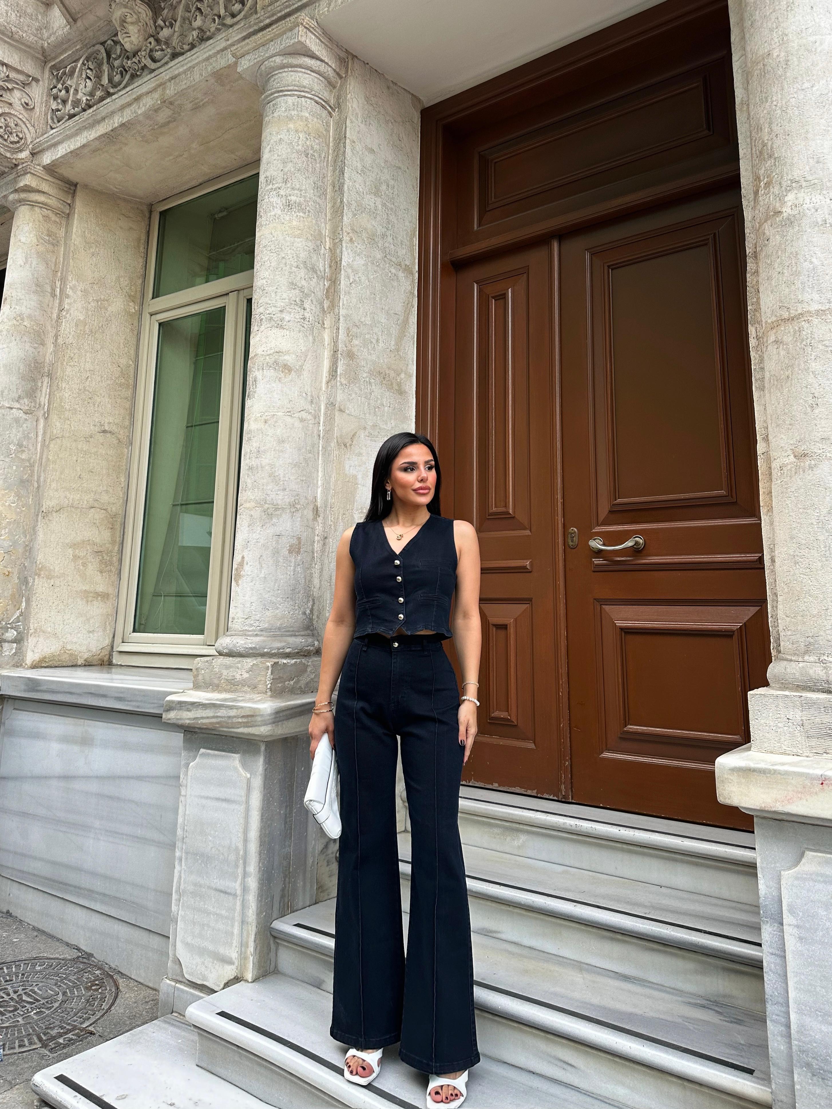 London Denim Yelekli Takım Siyah · 2