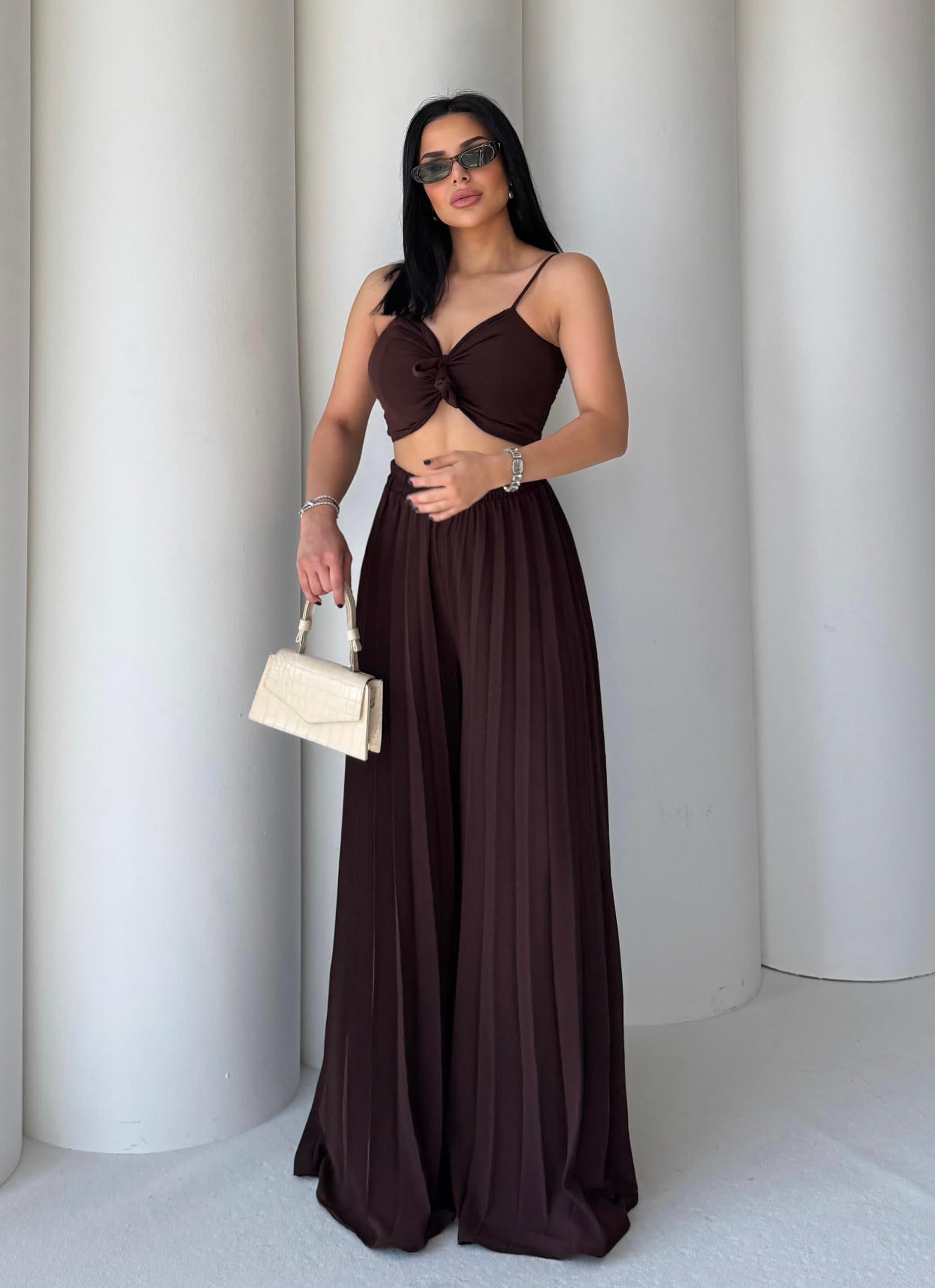 Loren Tasarım Crop Takım Kahve