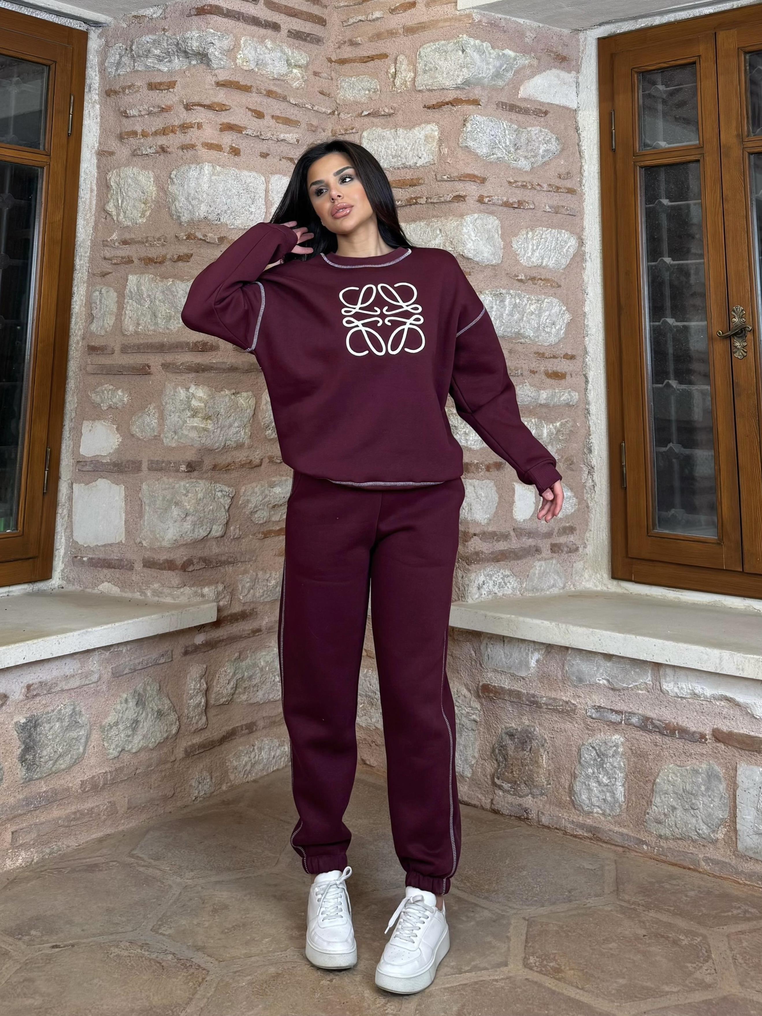 Misha 3 İplik Sweatshirt Takım Bordo · 2