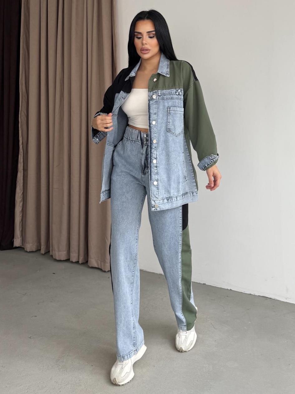 Nivans Paraşüt Detaylı Denim Takım Mavi