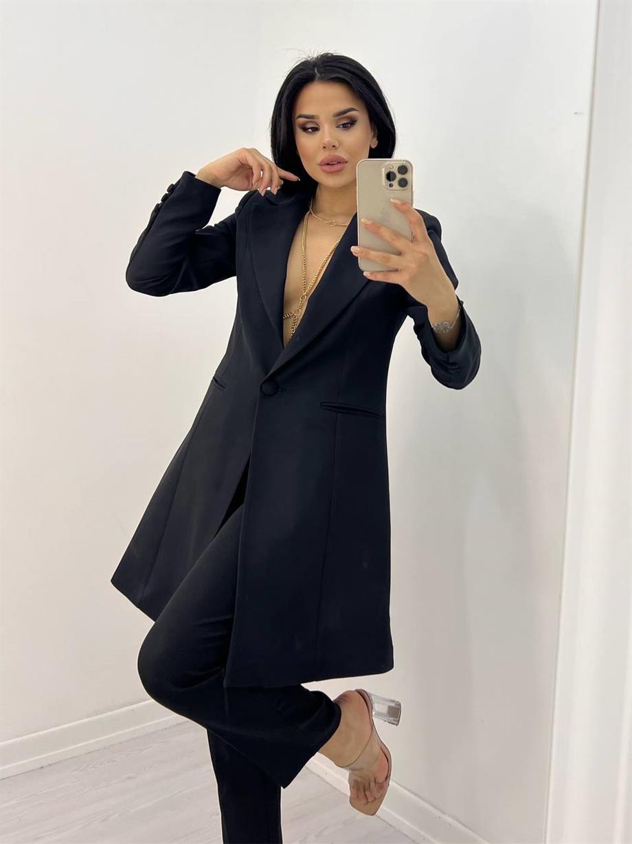 Nora Uzun Blazer Ceket Siyah