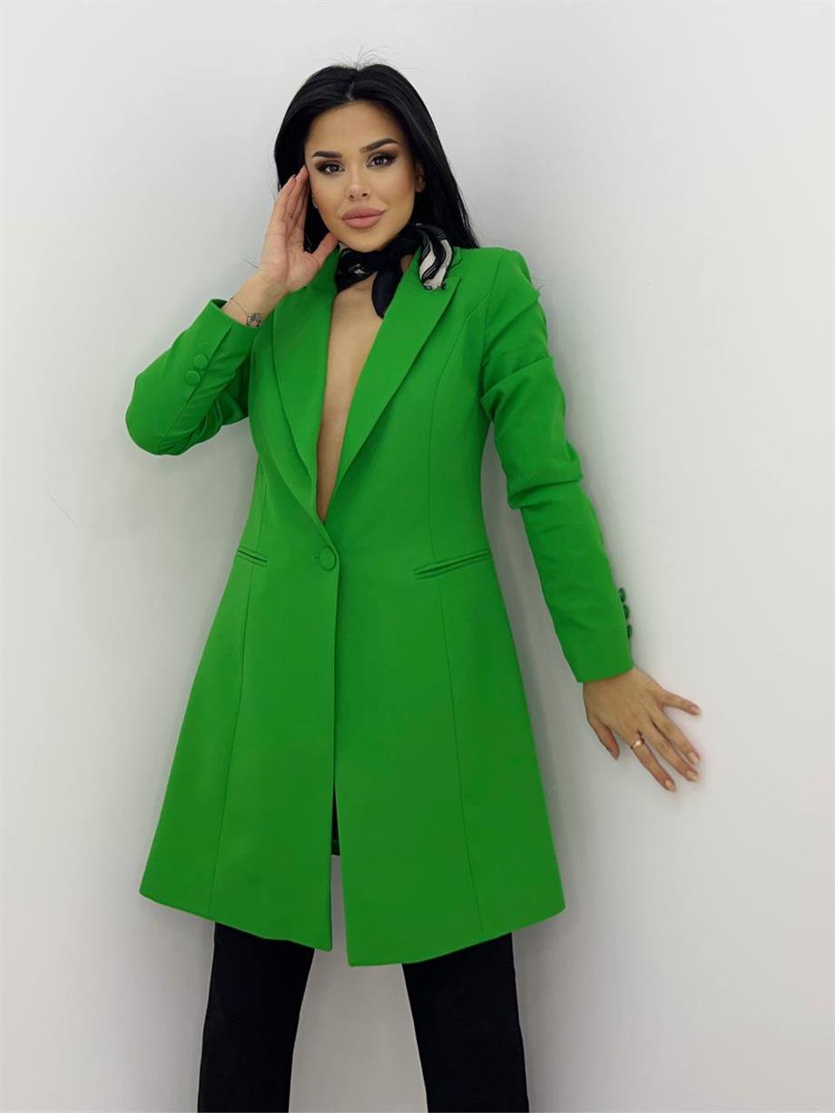 Nora Uzun Blazer Ceket Yeşil