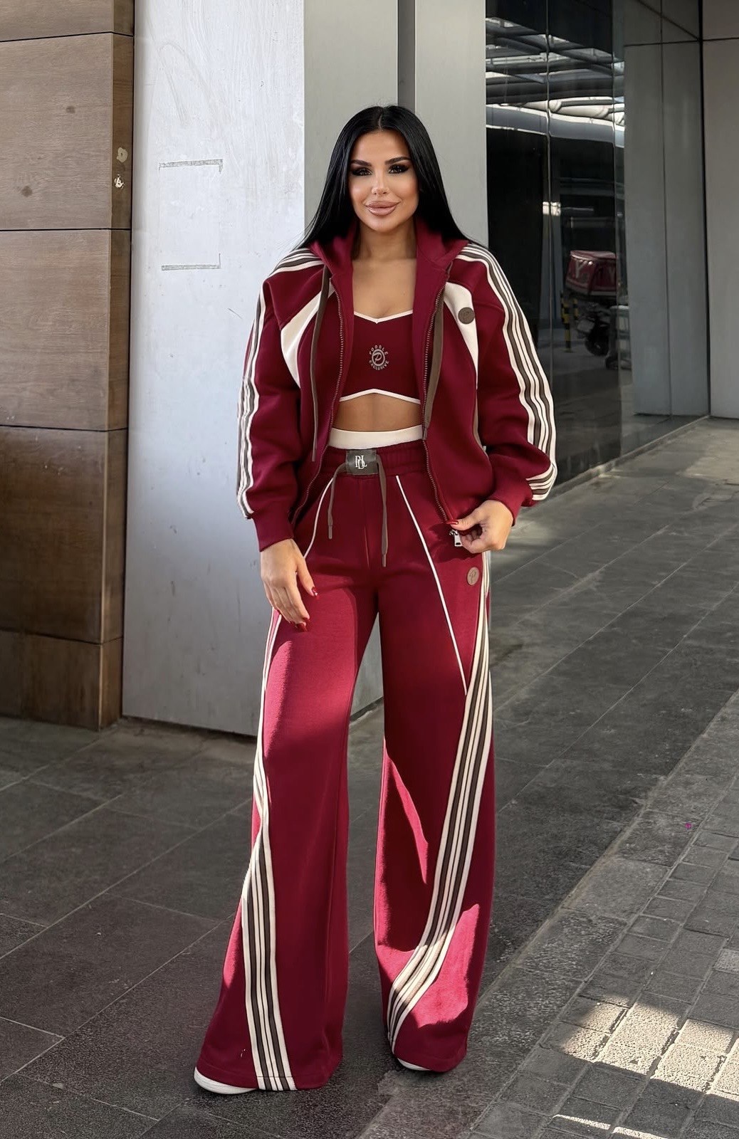 PomelaTasarım 3lü Spor Takım Bordo
