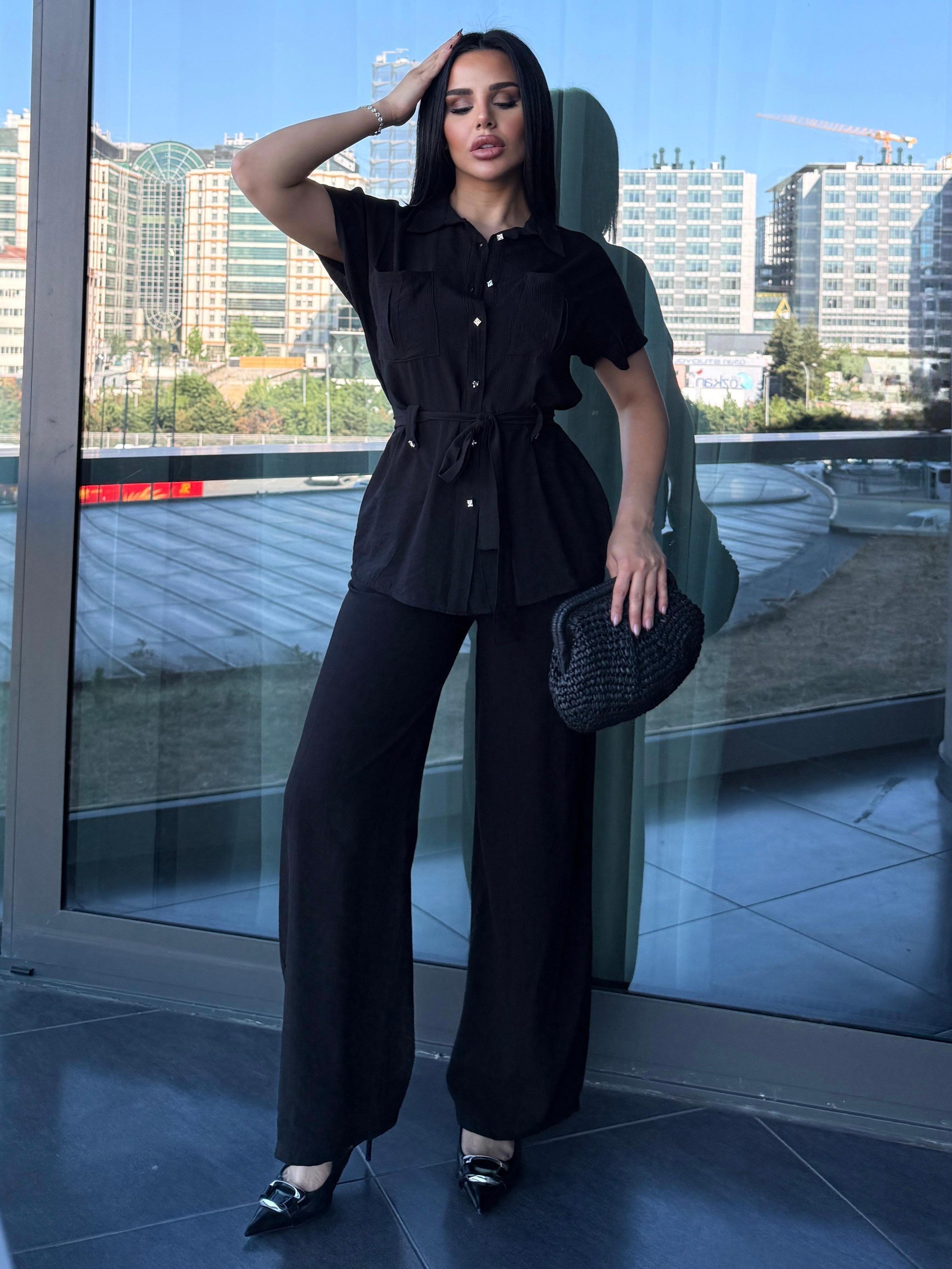 Renis Taş Detaylı Takım Siyah