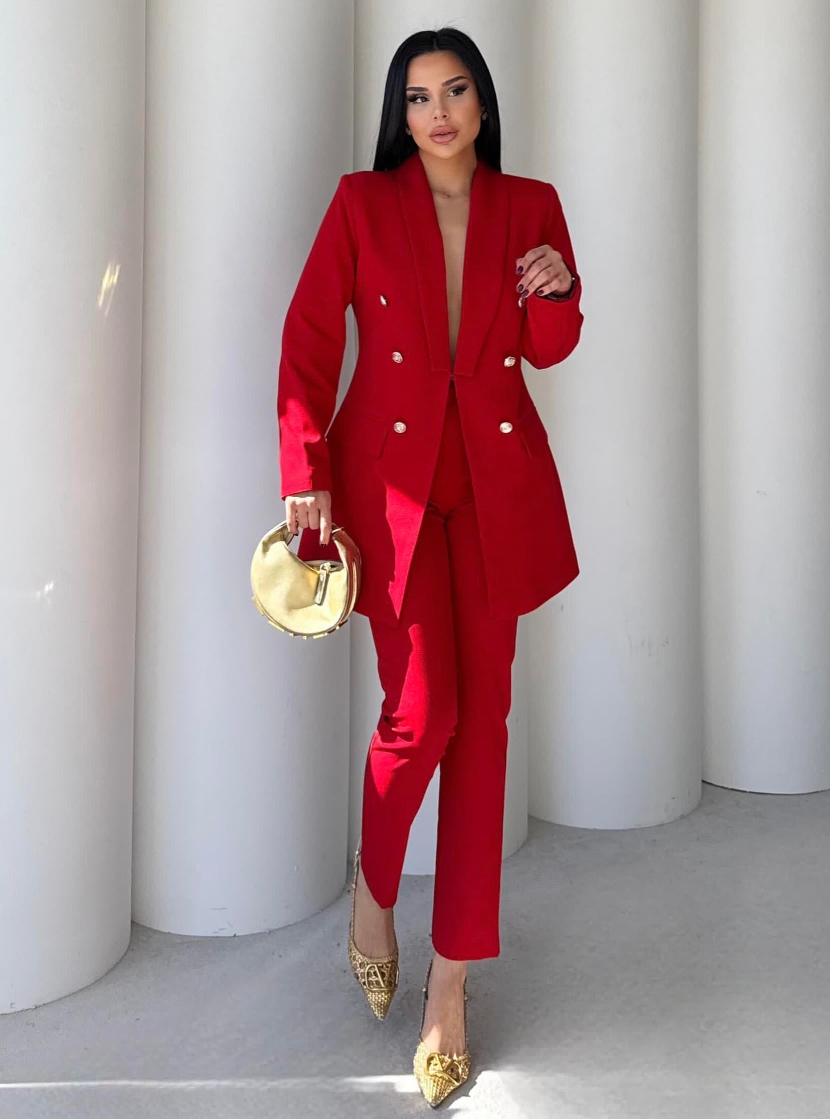 Rocke Blazer Ceketli Takım Kırmızı