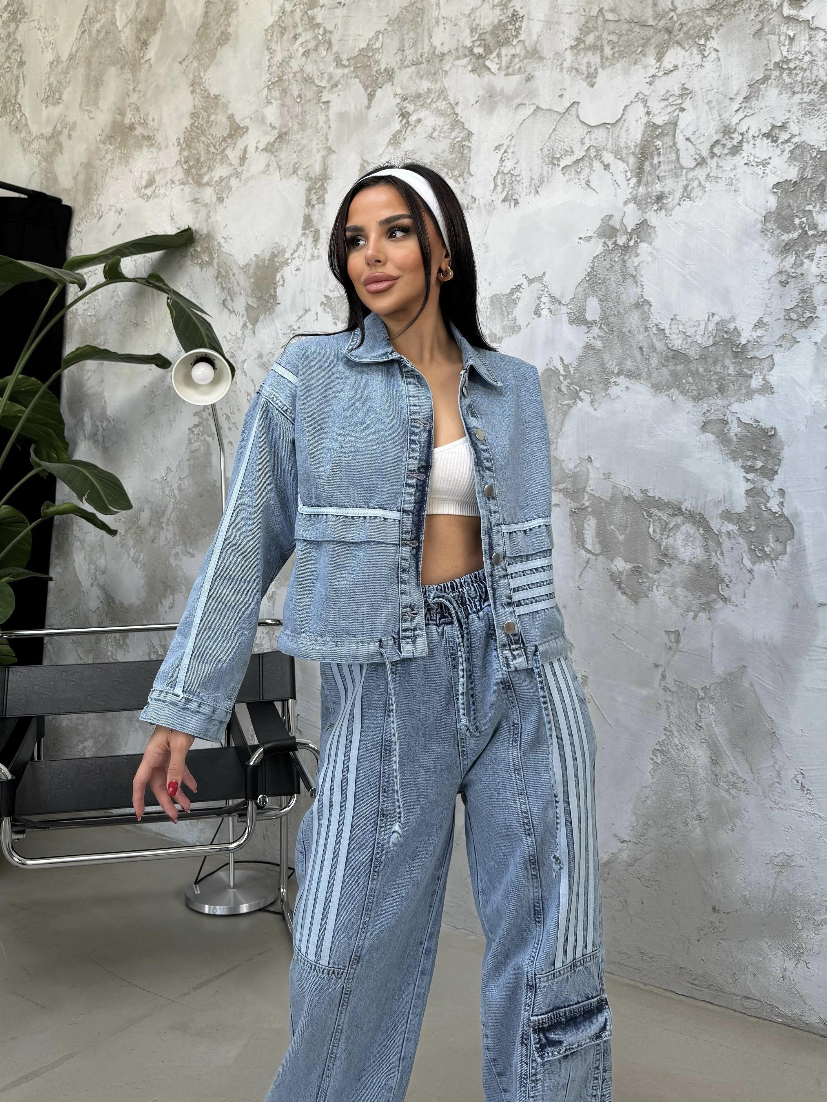 Rosmeri Tasarım Şeritli Denim Takım Açık Mavi · 5