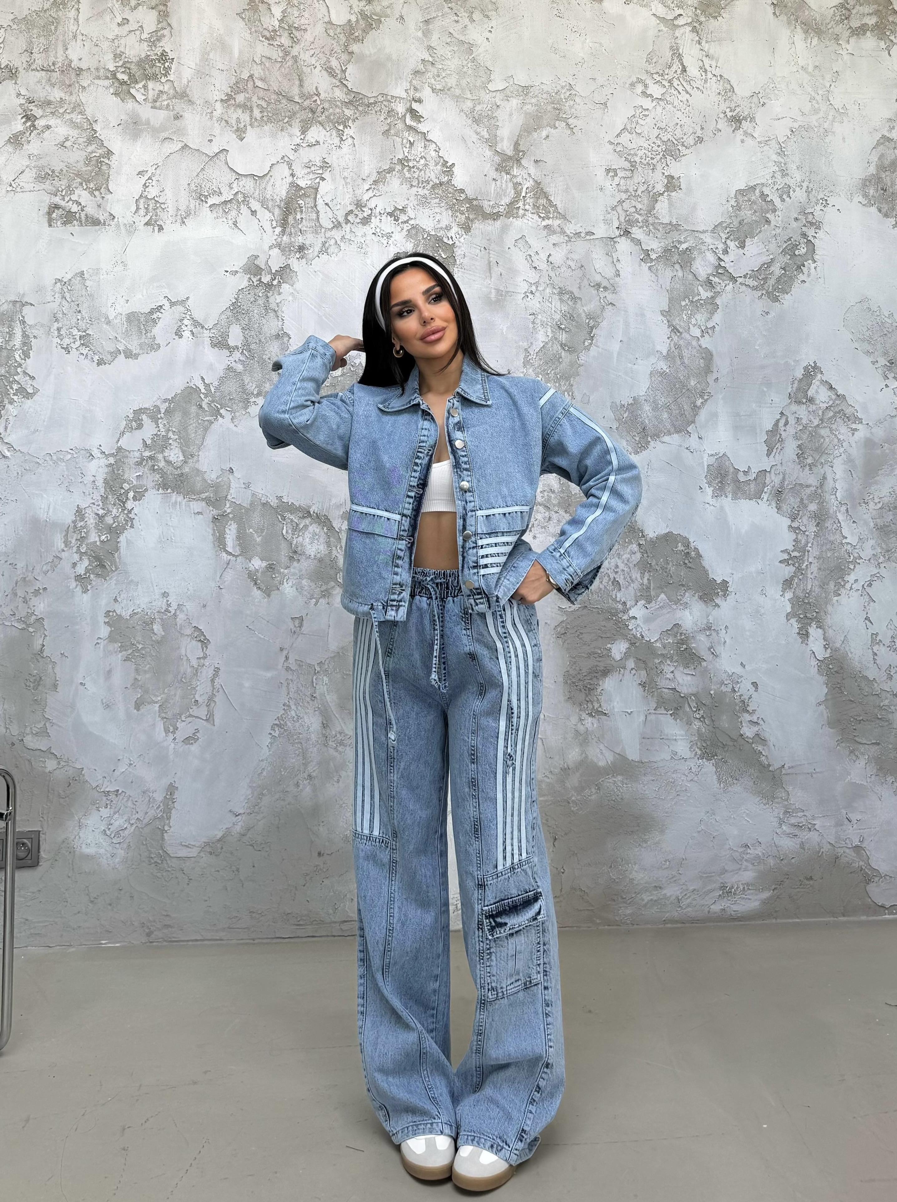Rosmeri Tasarım Şeritli Denim Takım Açık Mavi · 4