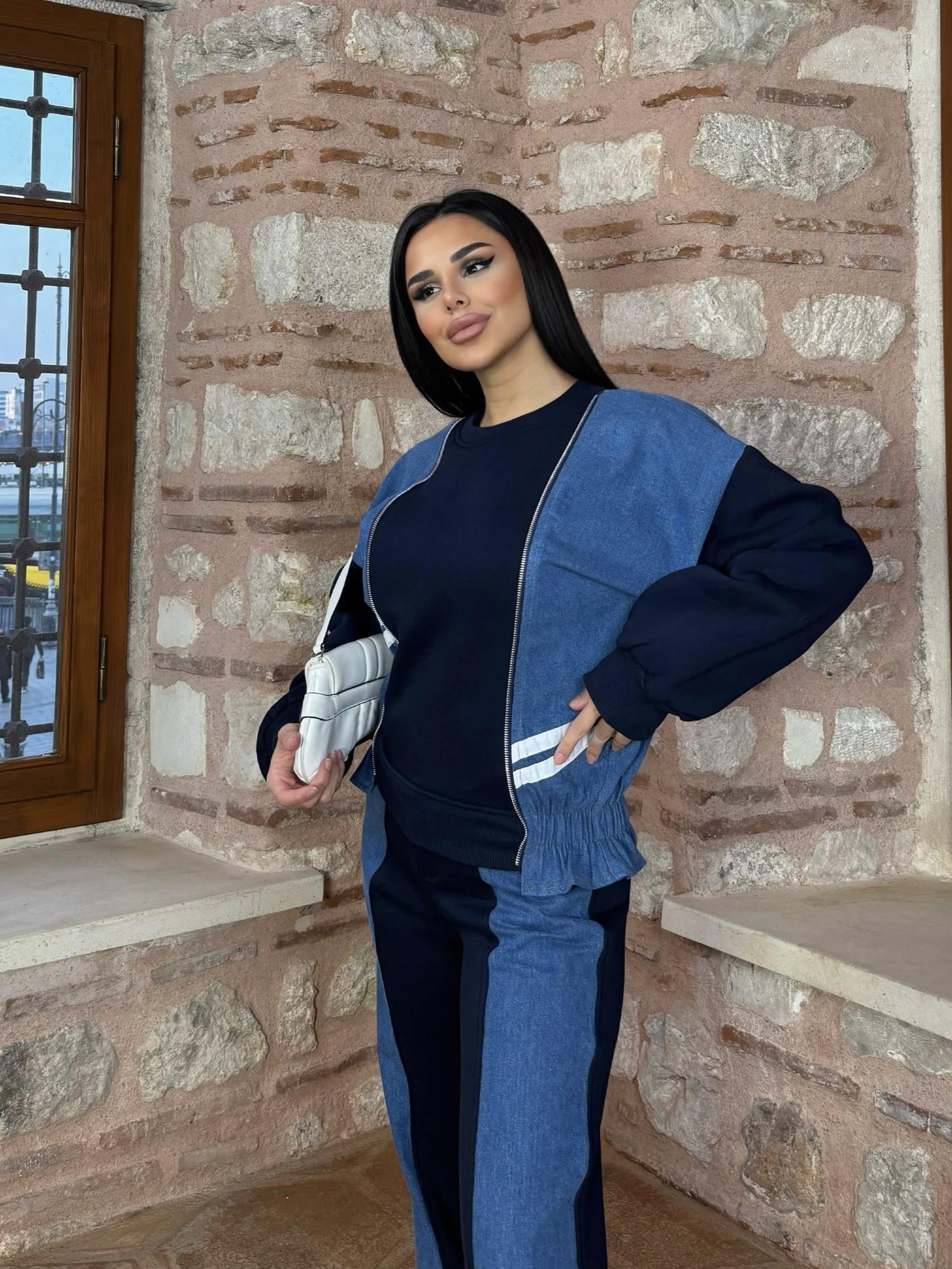 Setra Denim Garnili Takım Mavi