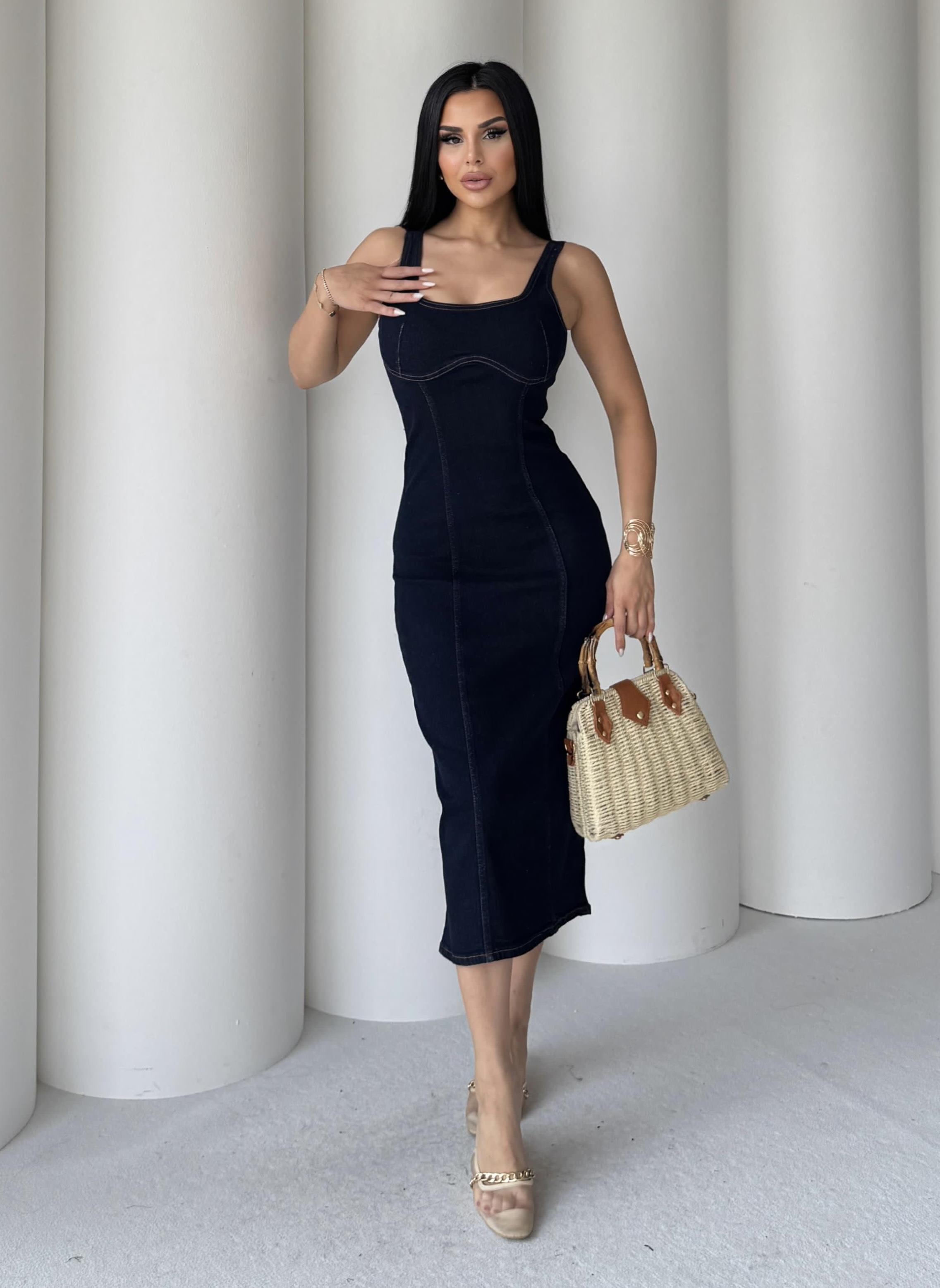 Stradis Denim Elbise Lacivert