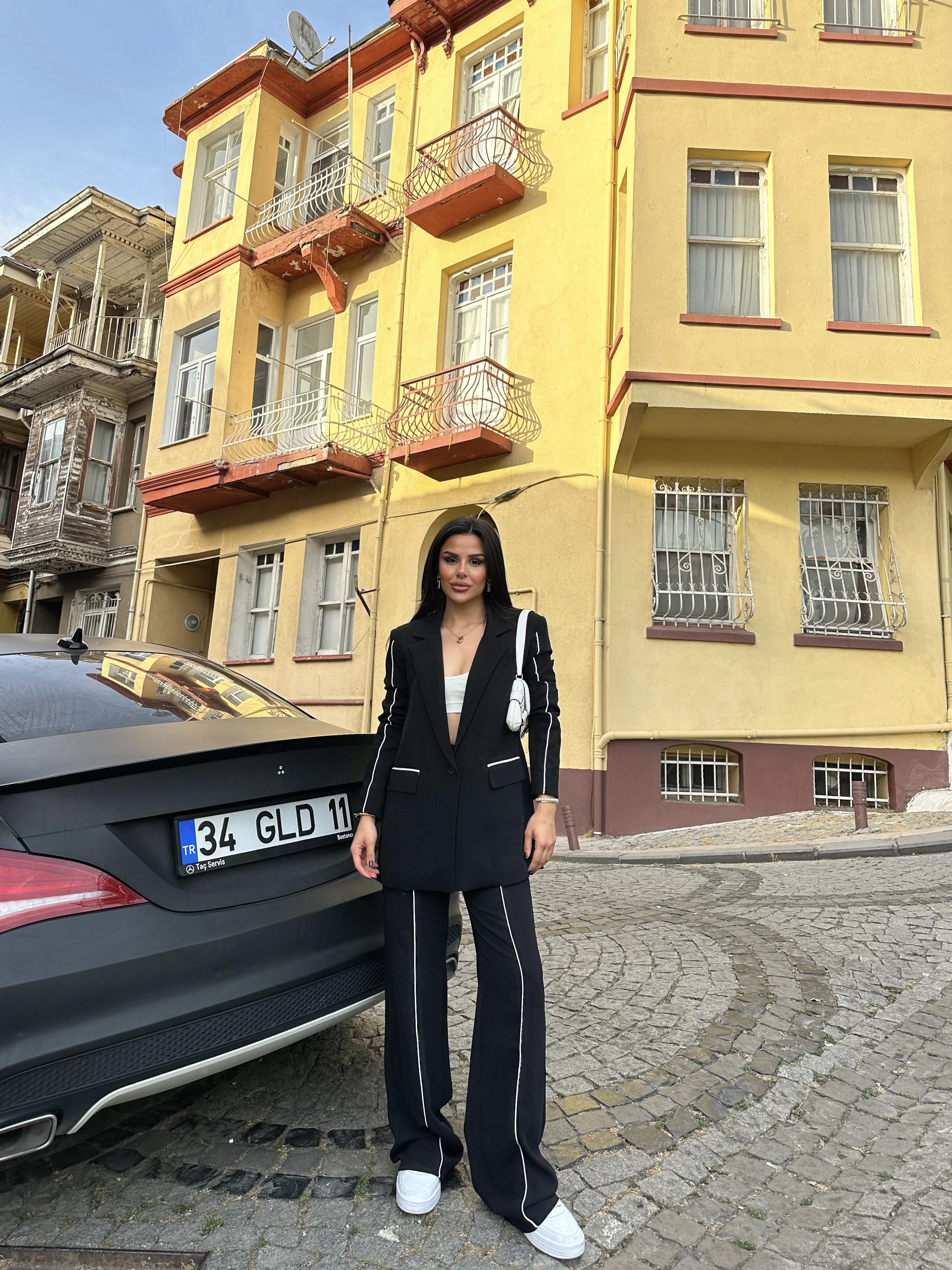 Style İkili Blazer Ceket Takım Siyah