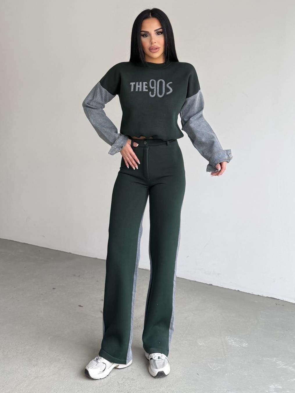 Thesa Denim Detaylı Spor Takım Yeşil