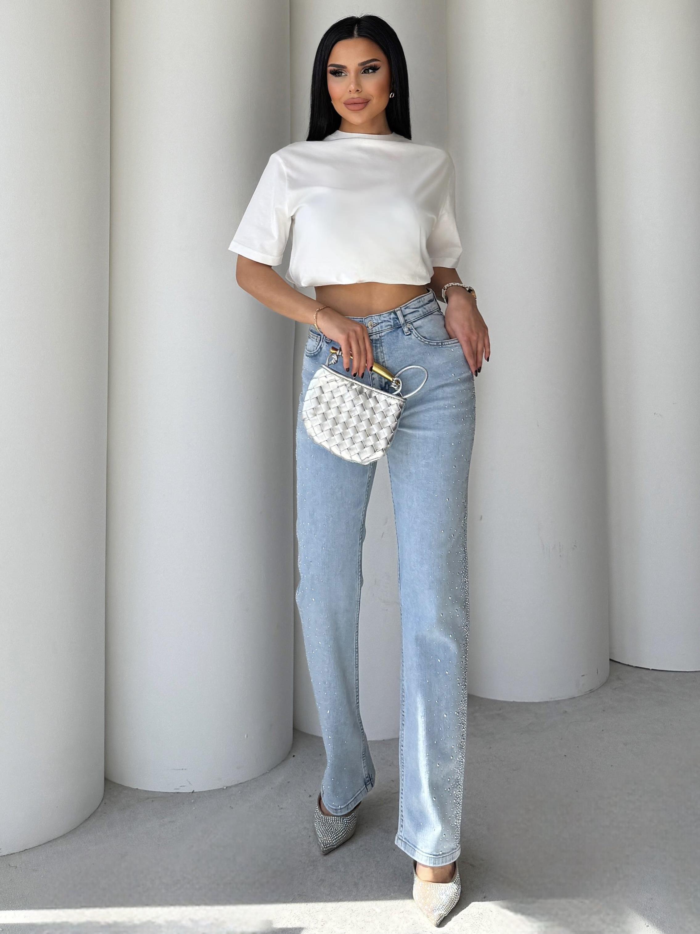 Tiara Taş Detaylı Jean Mavi