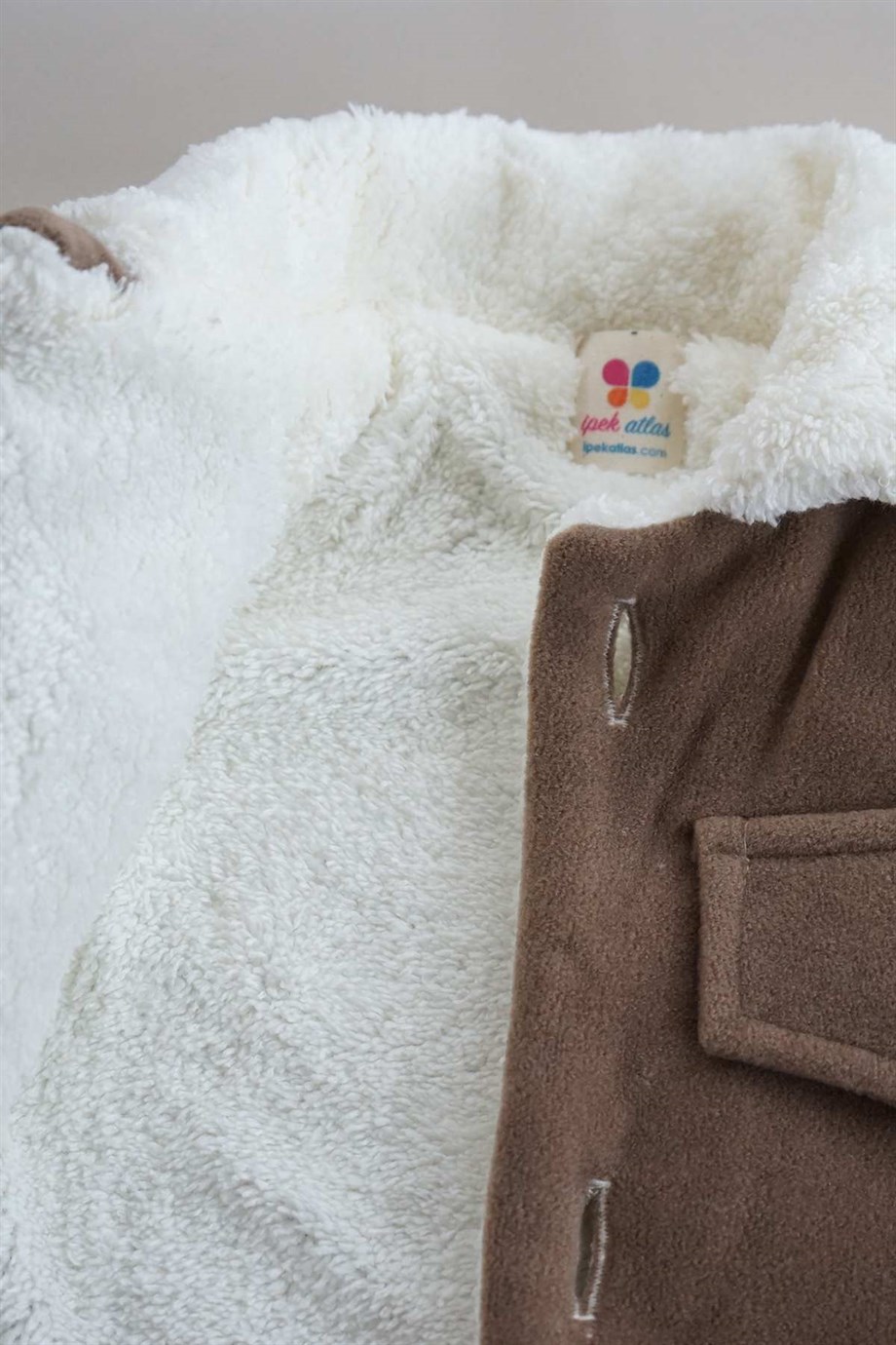 Erkek Çocuk Kahverengi Peluş Doğal Mont  
