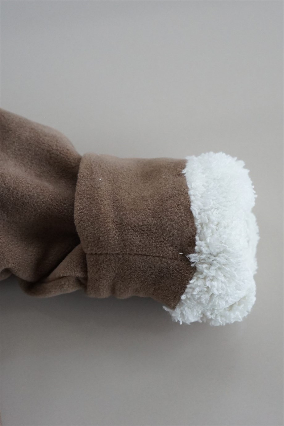 Erkek Çocuk Kahverengi Peluş Doğal Mont  