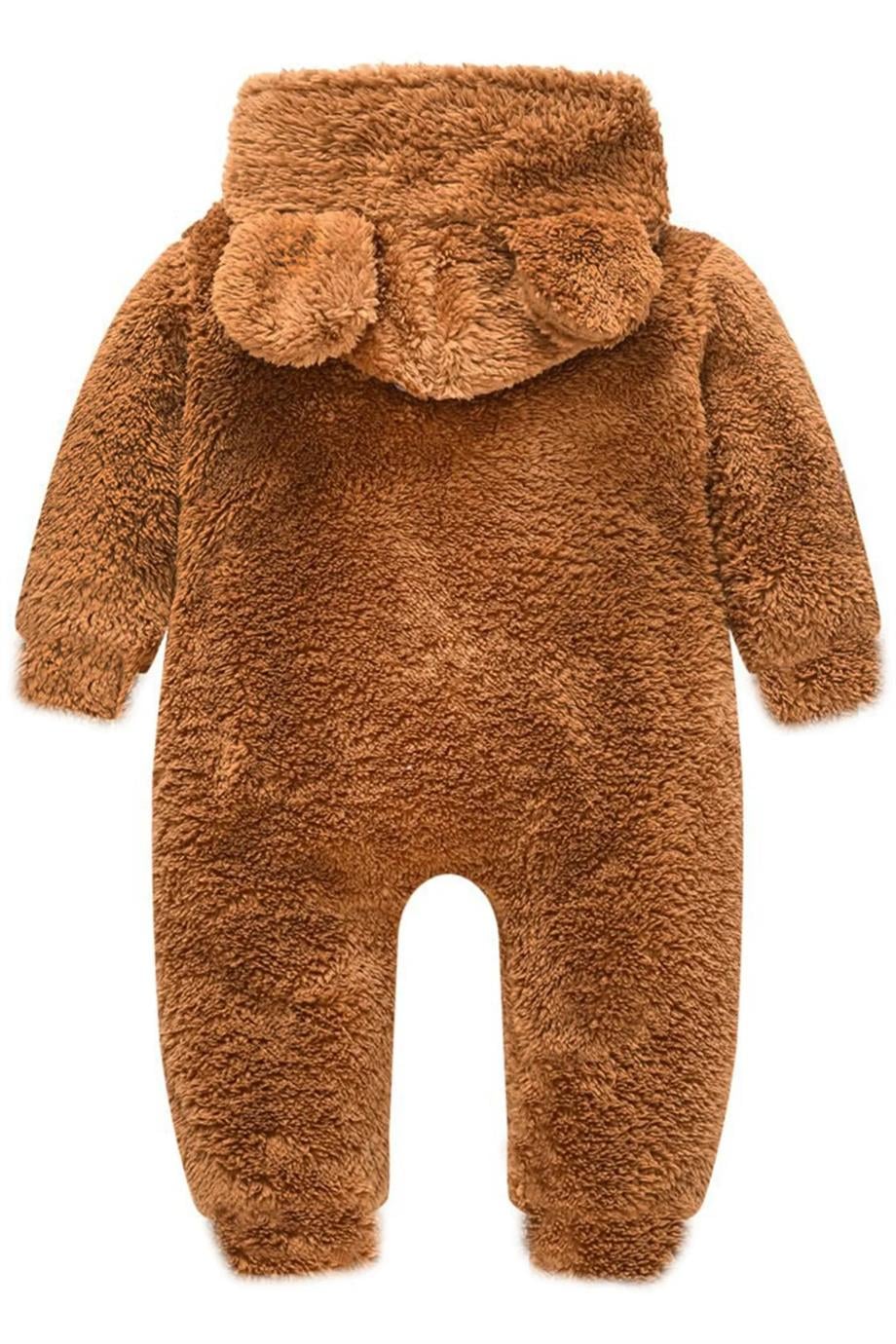 Erkek Kız Bebek ve Çocuk Peluş Kumaş Fermuarlı Tulum