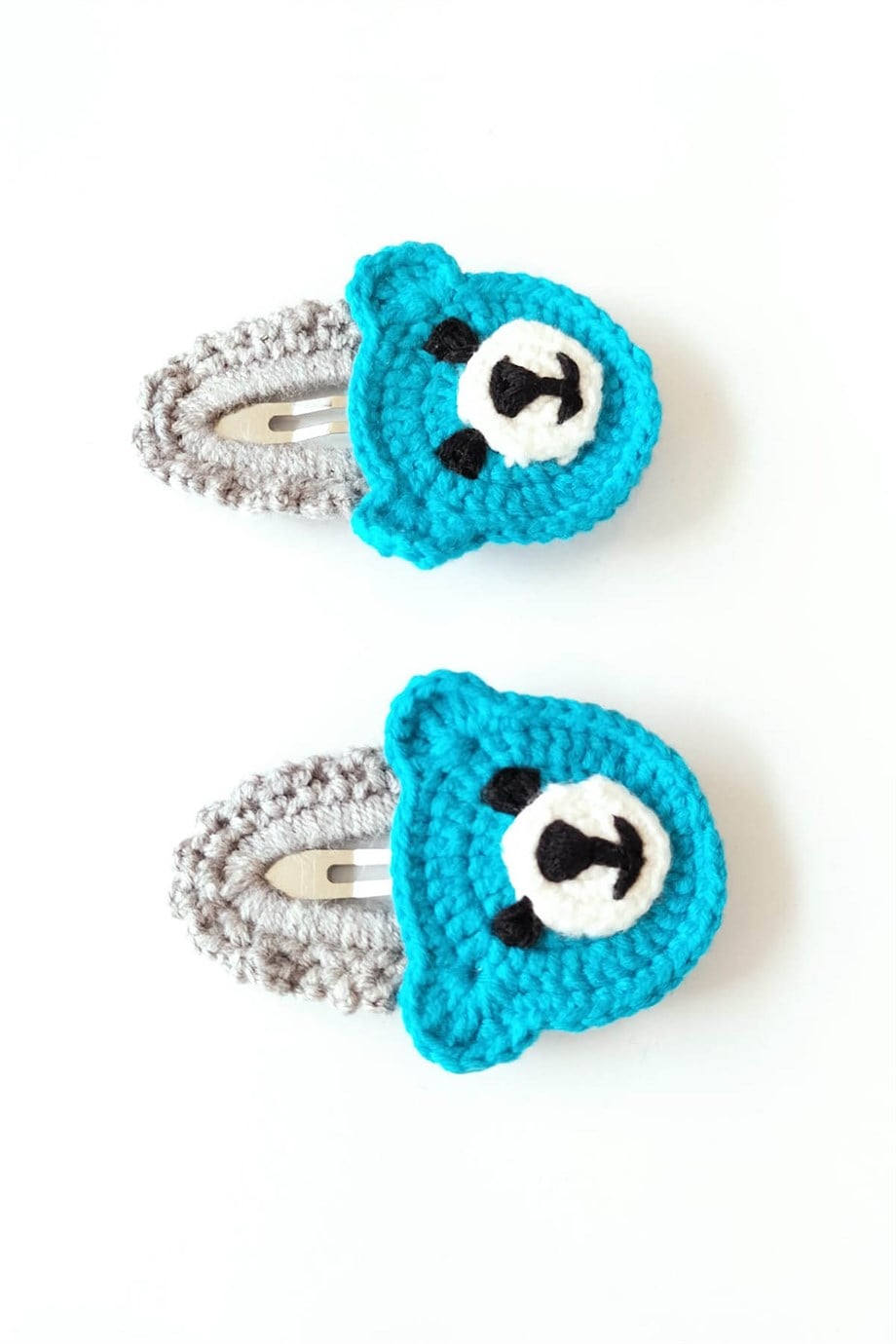 Kız bebek ayıcık desenli klips amigurumi toka seti