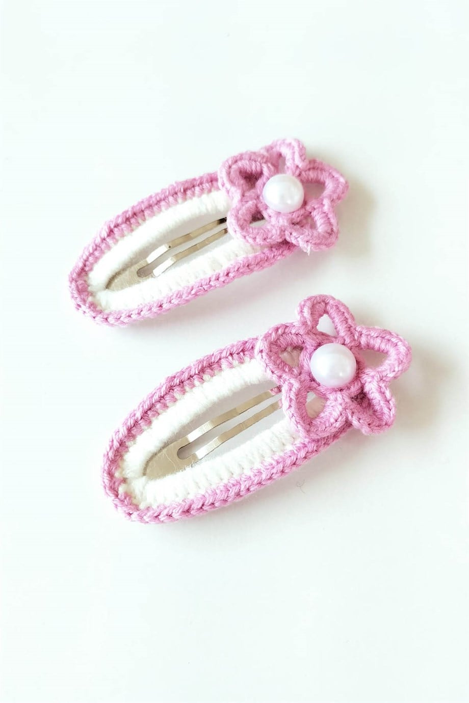 Kız bebek & çocuk pembe amigurumi toka seti