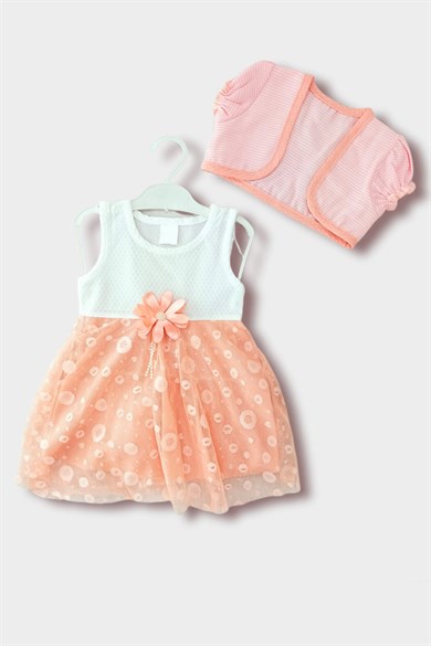 1-3 Yaş Kız Çocuk Taçlı Bolerolu Tül Etekli Elbise