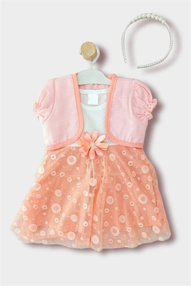 1-3 Yaş Kız Çocuk Taçlı Bolerolu Tül Etekli Elbise