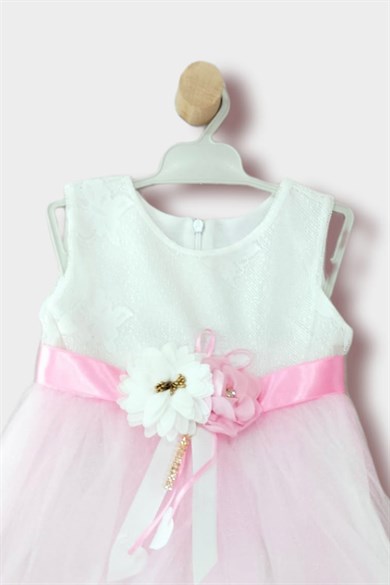 1-4 Yaş Kız Çocuk Kurdeleli Tül Etekli Elbise
