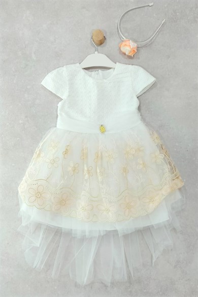 1-4 Yaş Kız Çocuk Taçlı Tül Etekli Elbise