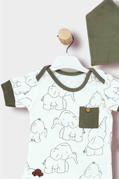 6-24 Ay Kısa Kollu Yakalıklı Düğme Detaylı Üç Parça Takım