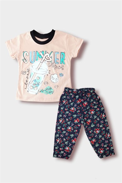 9-24 Ay Kız Bebek Yazlık Kısa kollu İkili Takım